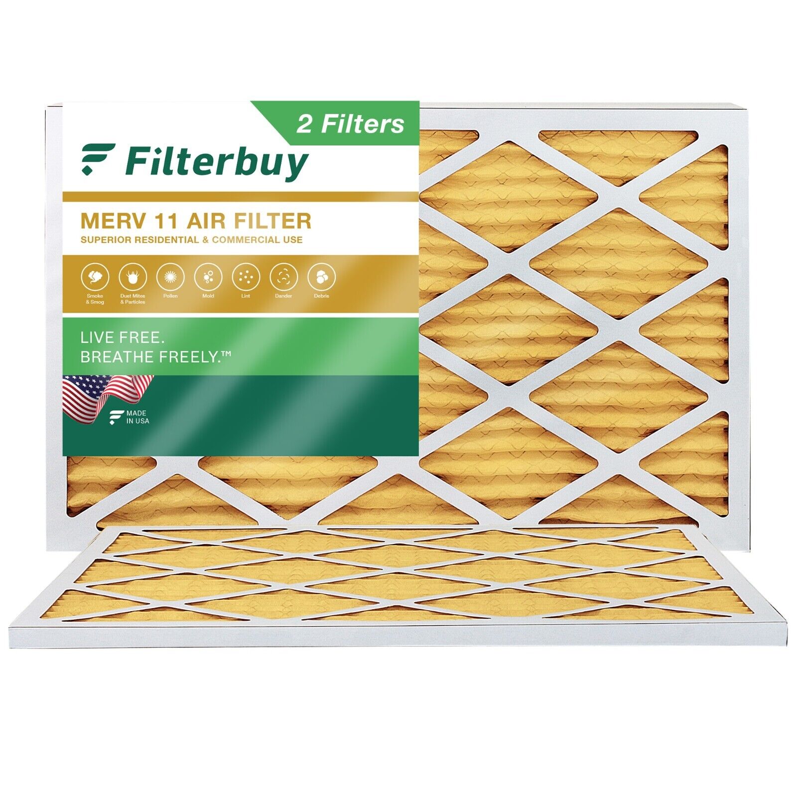 Filterbuy 12x24x1 Pleated Air Filters, Replacement for HVAC AC Furnace (MERV 11)