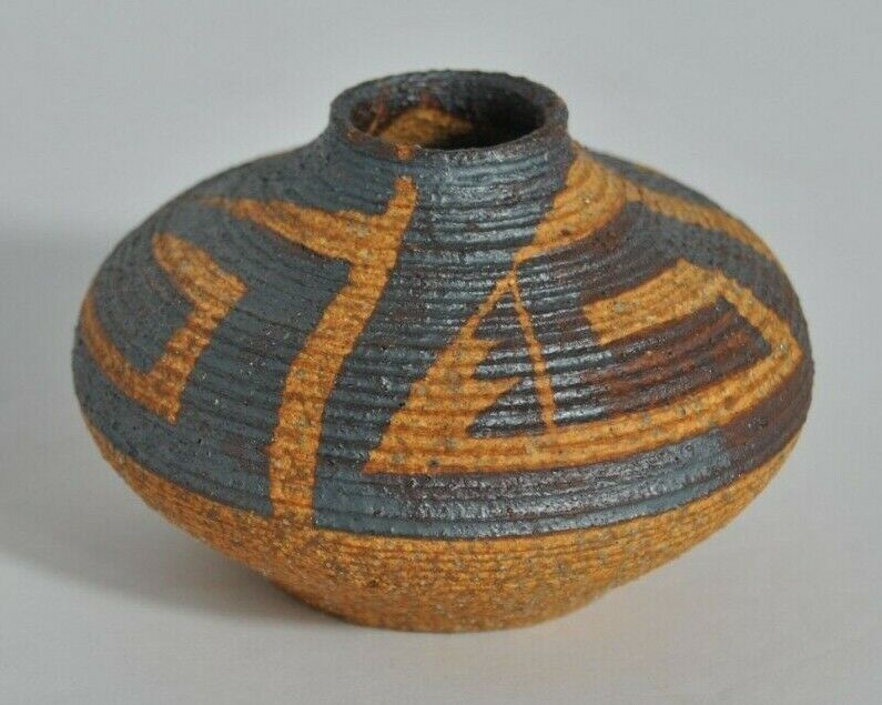 David Salk, Ceramicist, Vintage 1986 Miniature Ceramic Basket Design    