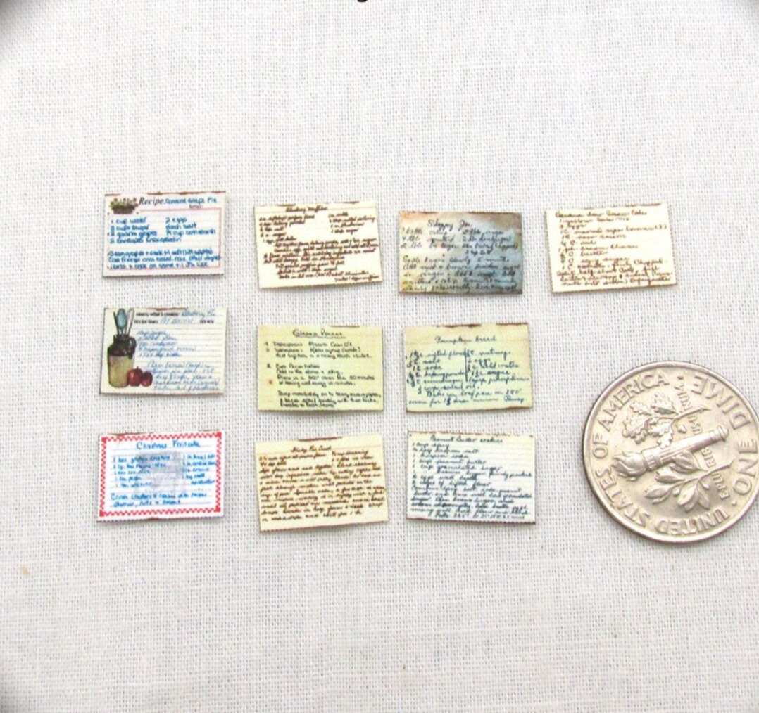 GRANDMA\'S RECIPE CARDS in Miniature Dollhouse 1:12 Scale