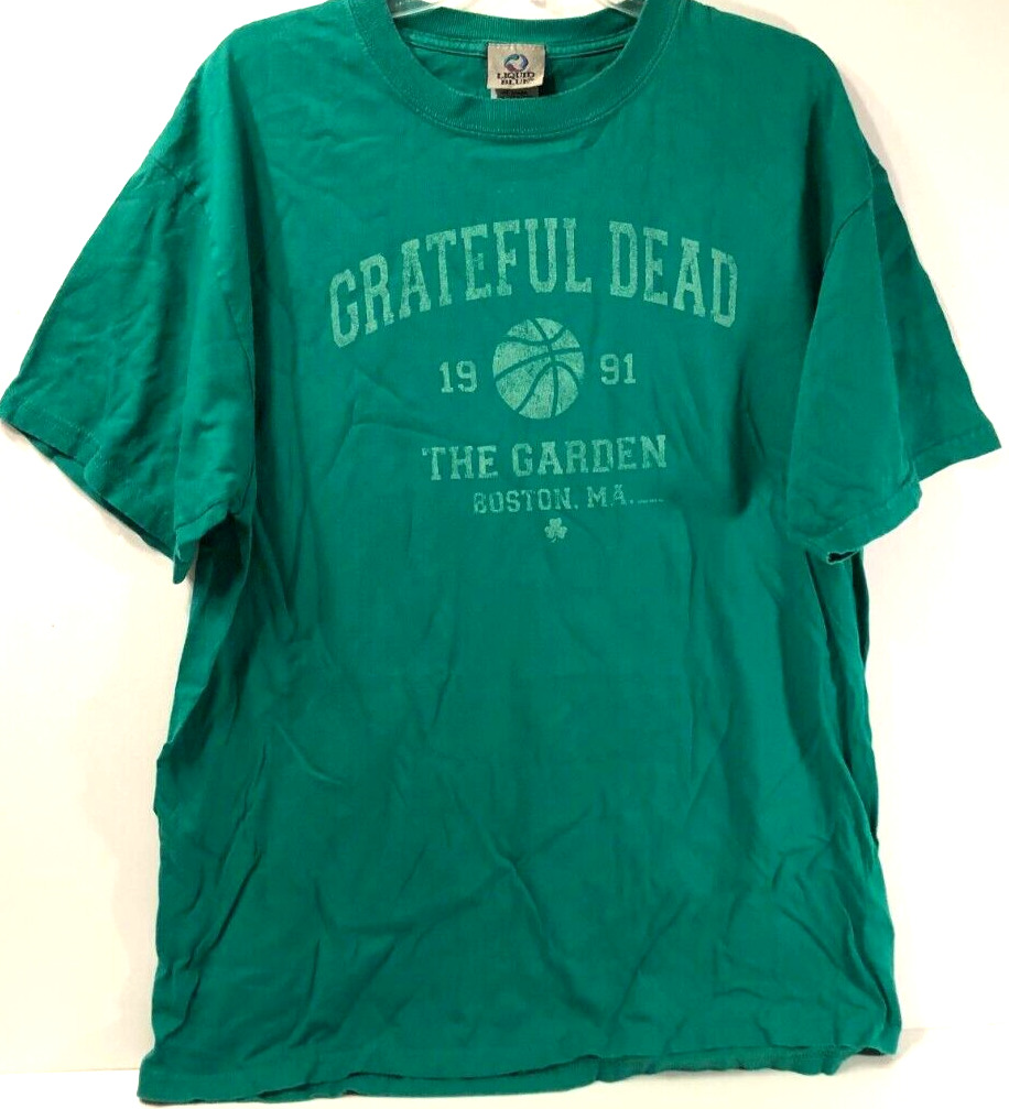 Grateful Dead Vintage 90s Garden Boston MA (2002) Green Liquid Blue T-Shirt XL