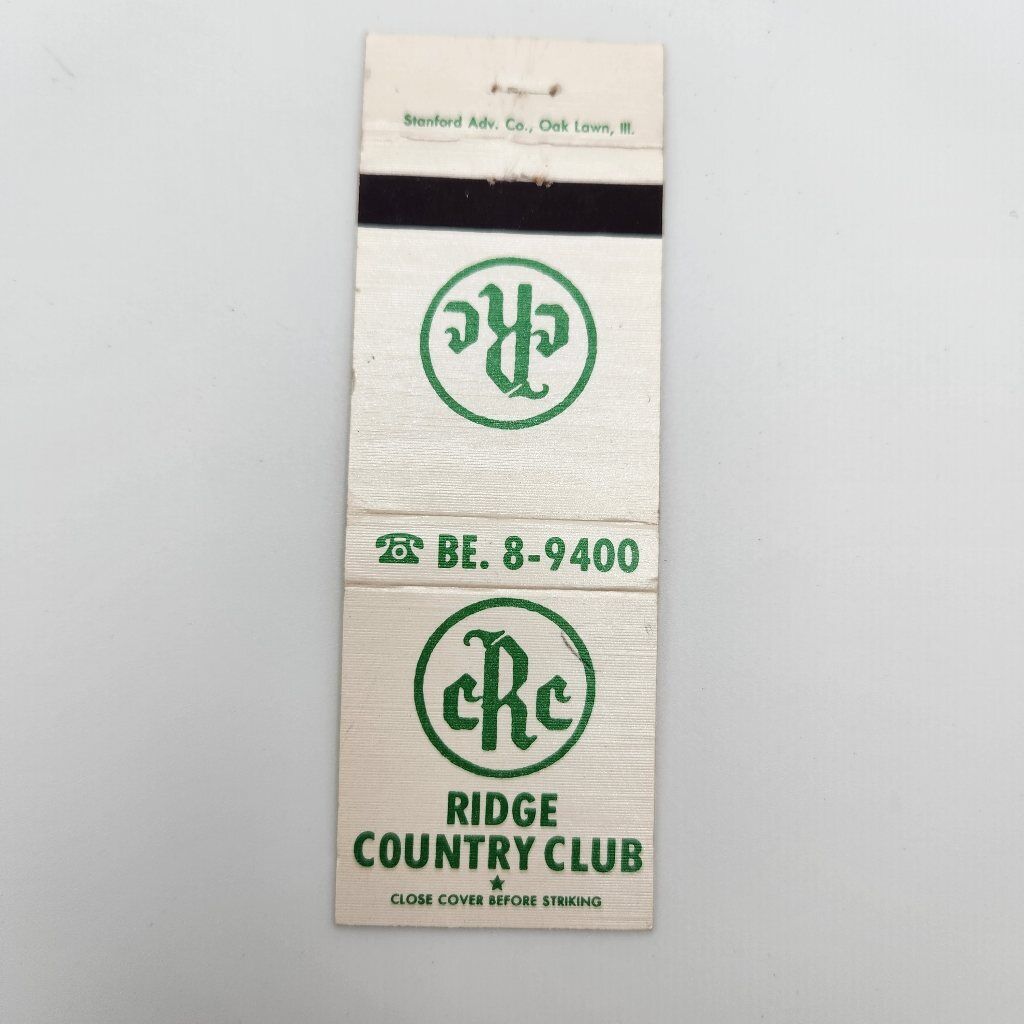 Vintage Matchbook Ridge Country Club Chicago Illinois 1950s 60s Collectible Ephe