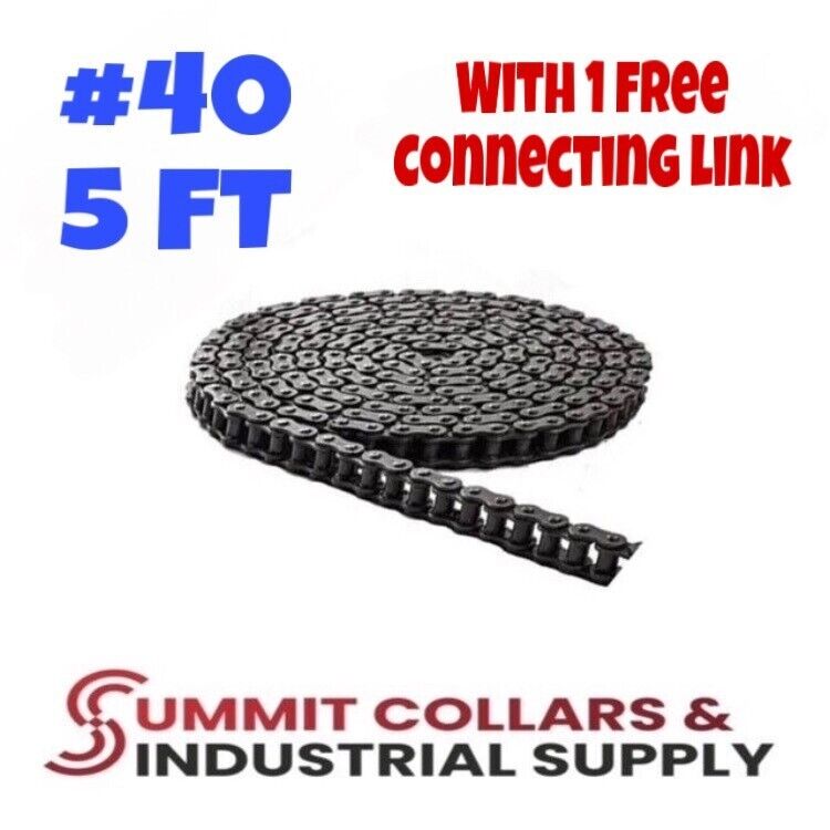 #40 Roller Chain x 5 feet + Free Connecting Link + Same Day Expedited Shipping