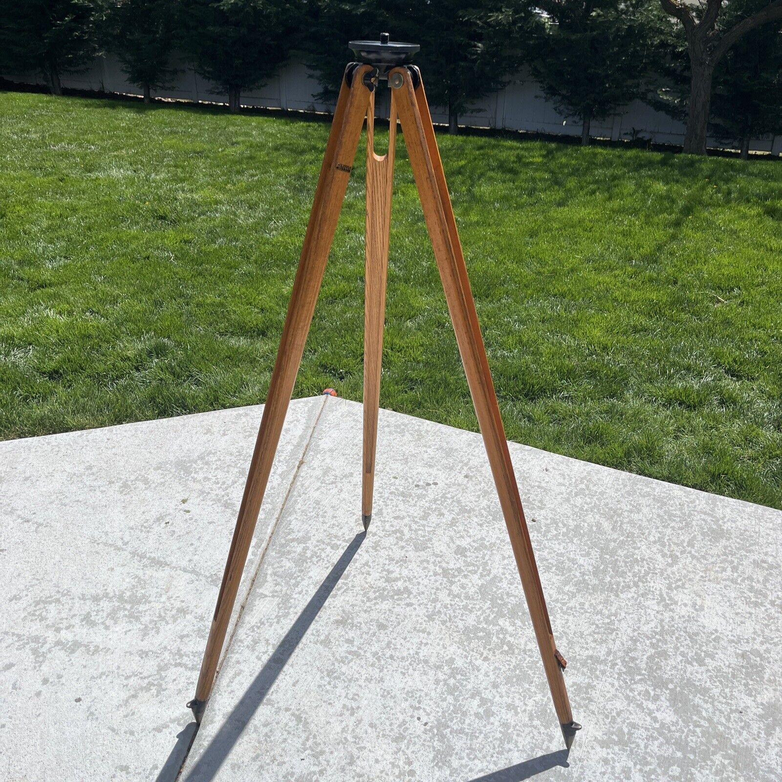 Vintage Dietzgen Wooden Surveying Transit Level Tripod 3 1/2 x 8