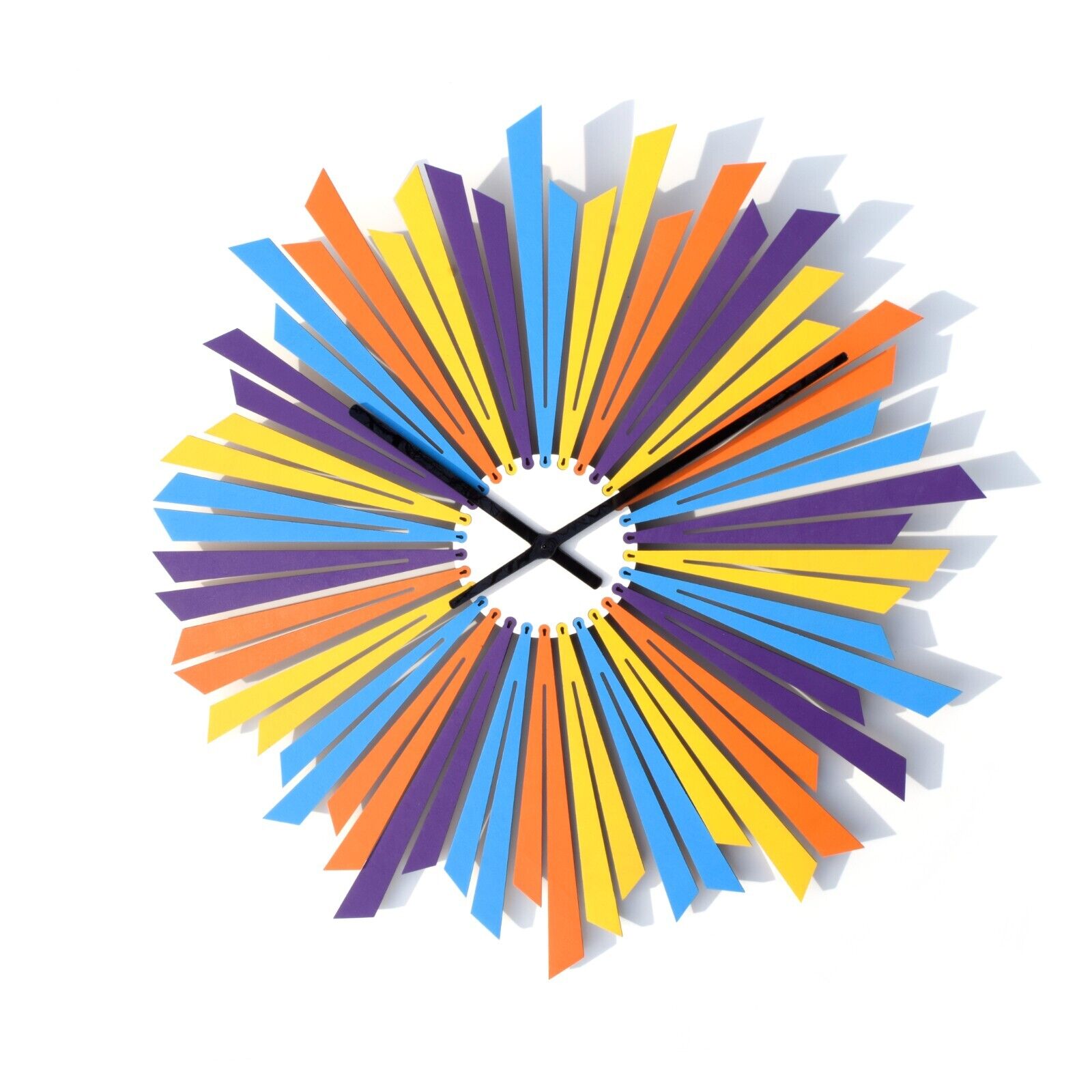 Organic handmade wooden wall clock with multicolor dial - The Comet