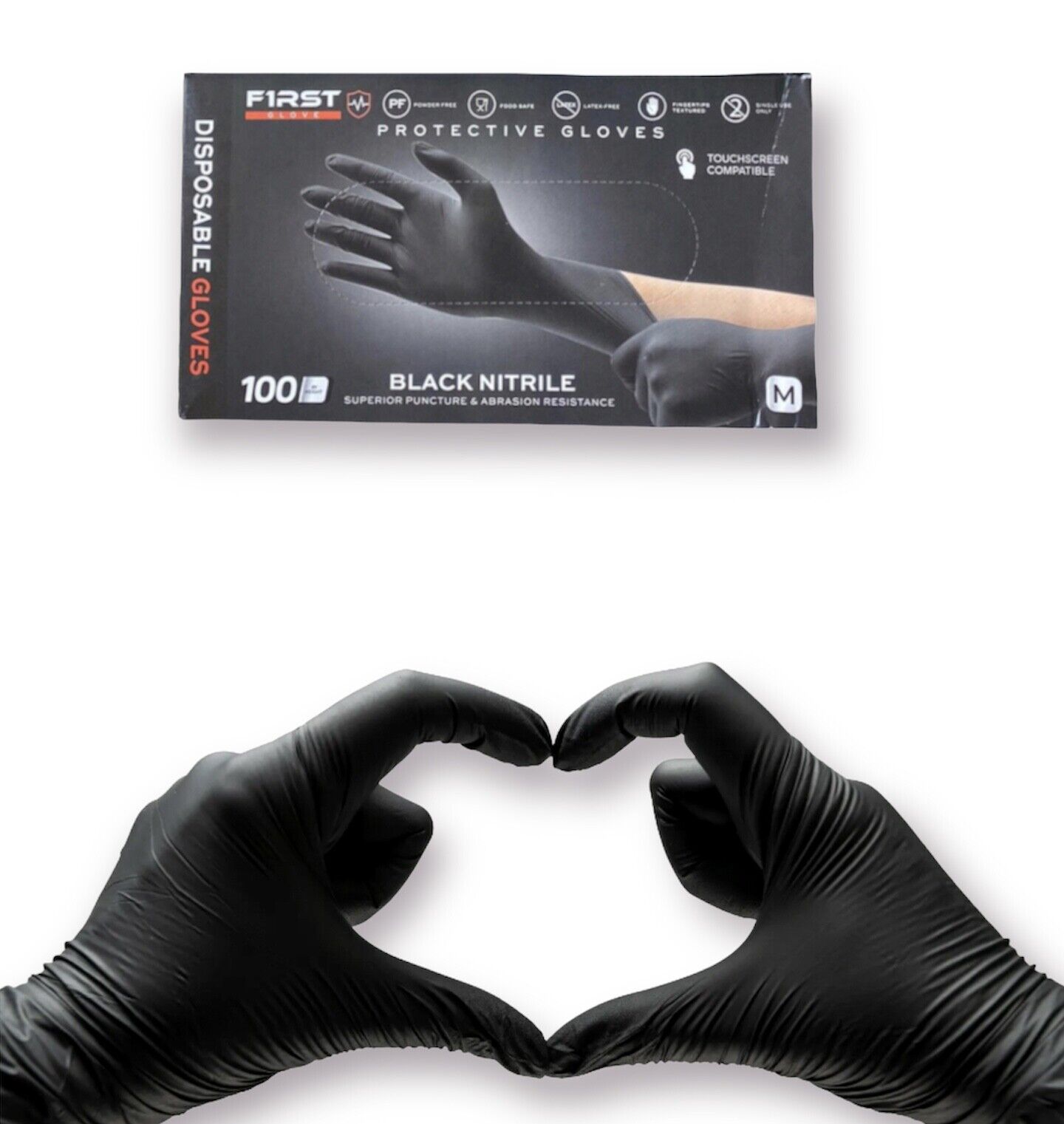 First Glove 3 mil Black Nitrile Gloves Powder & Latex Free Exam Grade Gloves
