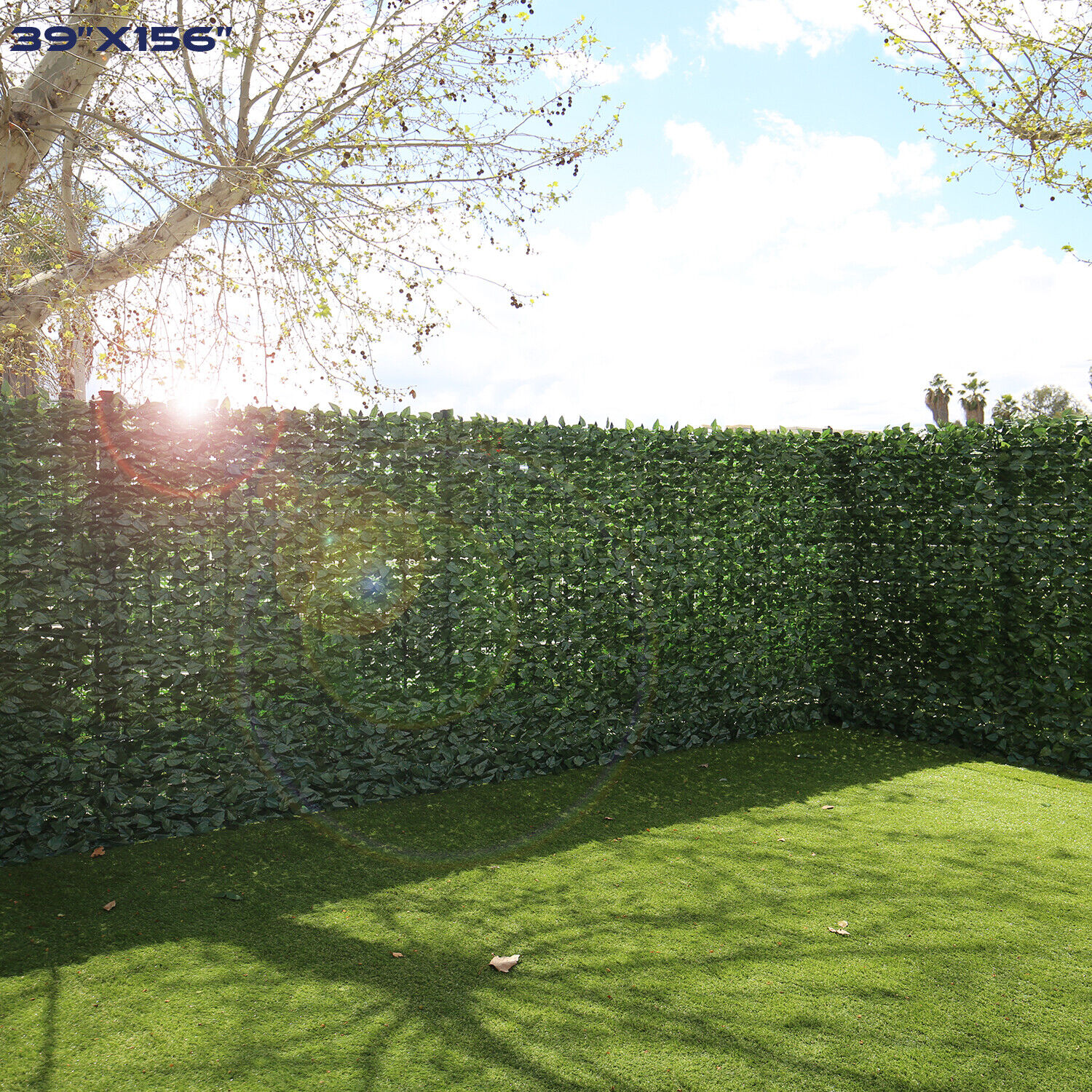 6Pcs Dark Green 39\'\'x156\'\'Artificial Ivy Leaf Privacy Fence Roll Hedge Decor