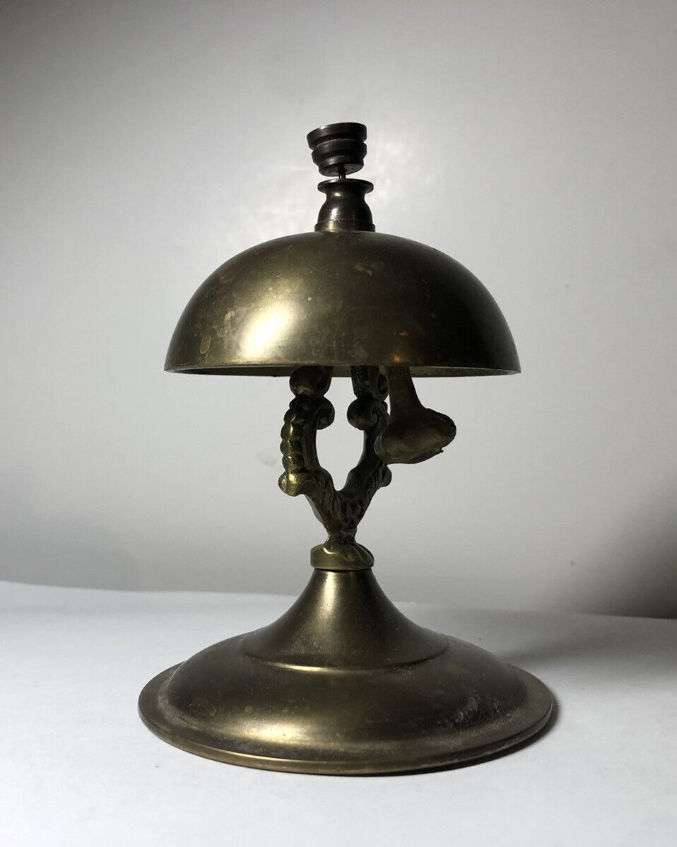 Antique Brass Hotel Front Desk Counter Service Bell