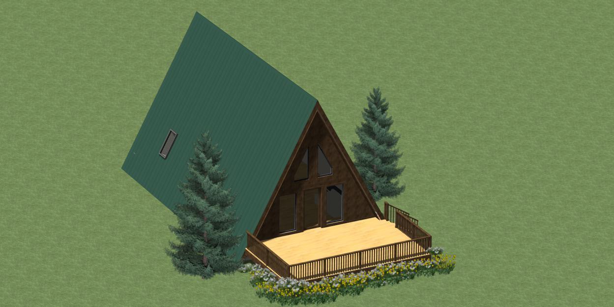 A-Frame Cabin House Plans 1344 sq. ft. With ENERGY SAVING CHECKLIST