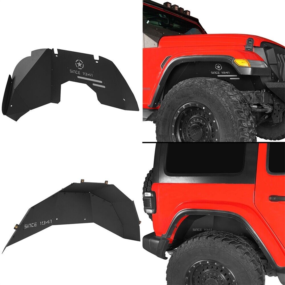 4Pcs Front & Rear Inner Fender Liners Textured for Jeep Wrangler JL 2018-2024