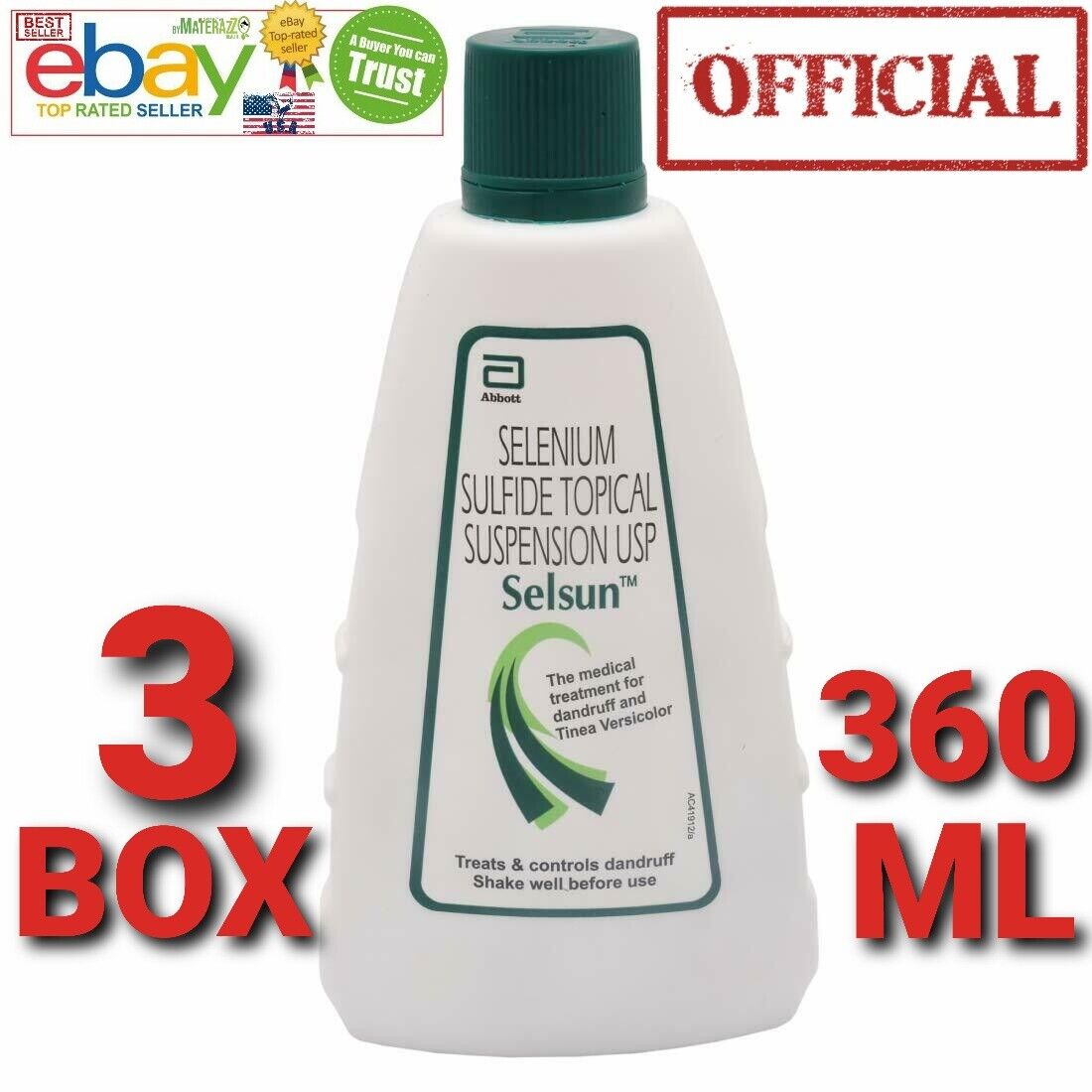 Selsun Shampoo USA NEW Abbott 3 Box 360 ml Health Care Dandruff Exp.2026 Fresh
