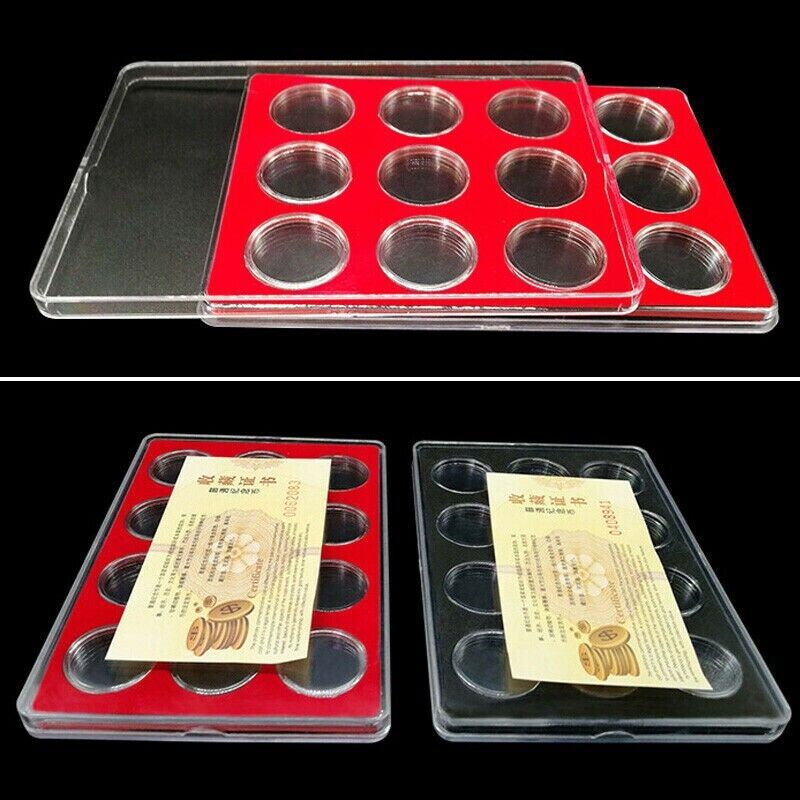 2Pcs Red 27MM Coins Collection Box Protect Coin Display Storage Organizer