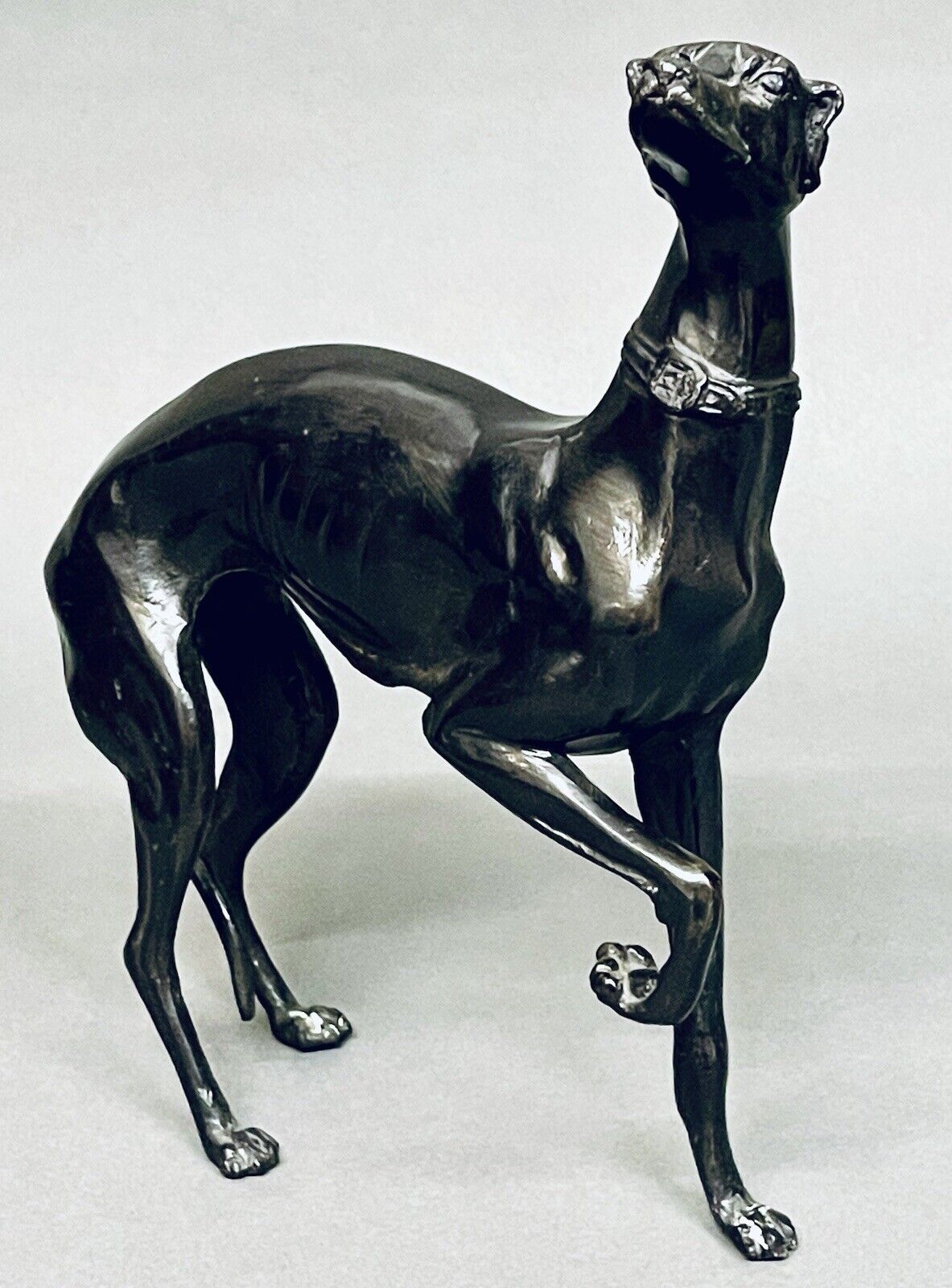Stunning Vintage Large Size of Whippet Italian Greyhound Bronze Figurine