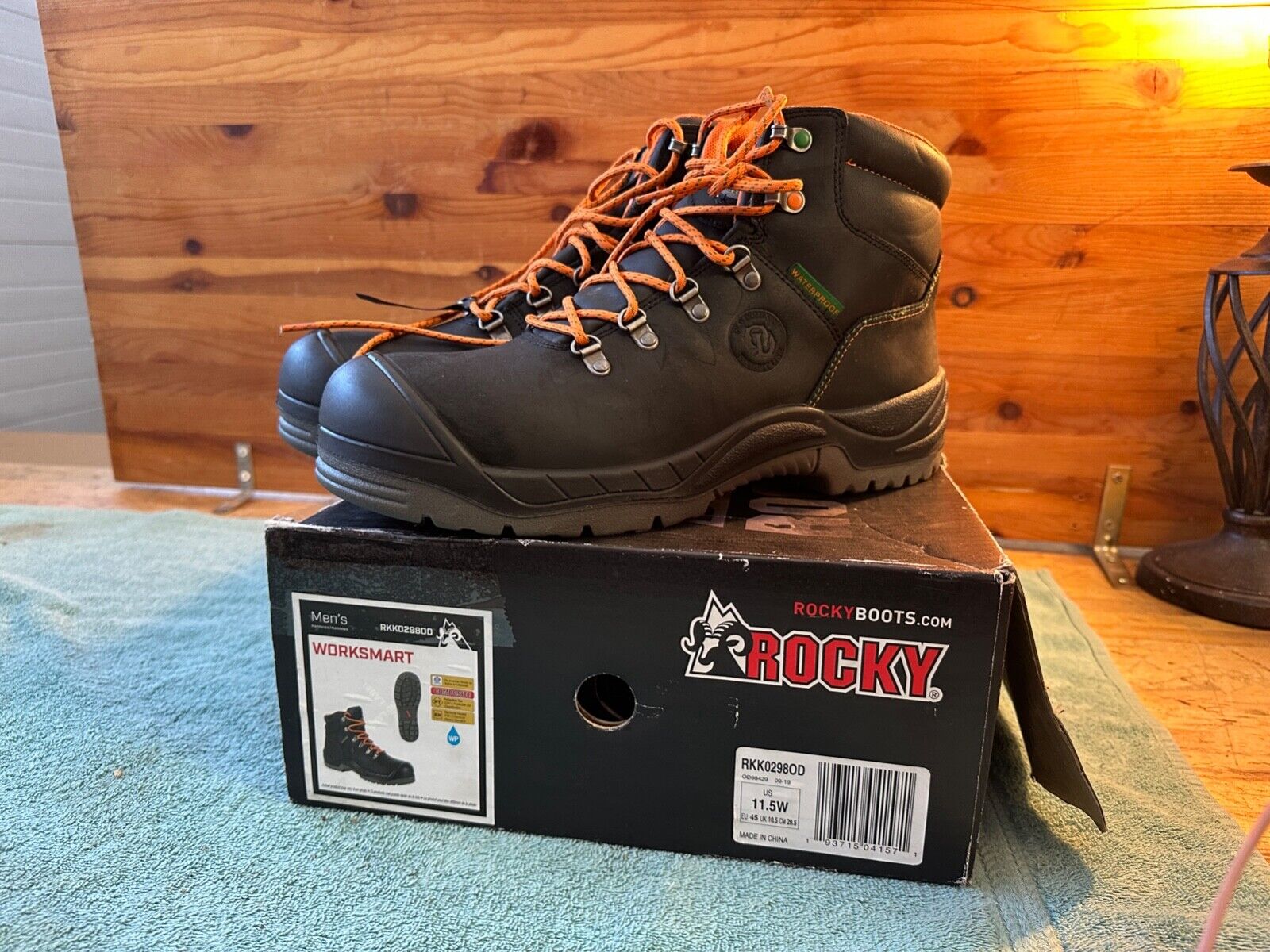 Rocky Worksmart Steel Toe Waterproof Boots Black Mens Size 11.5W Old Dominion