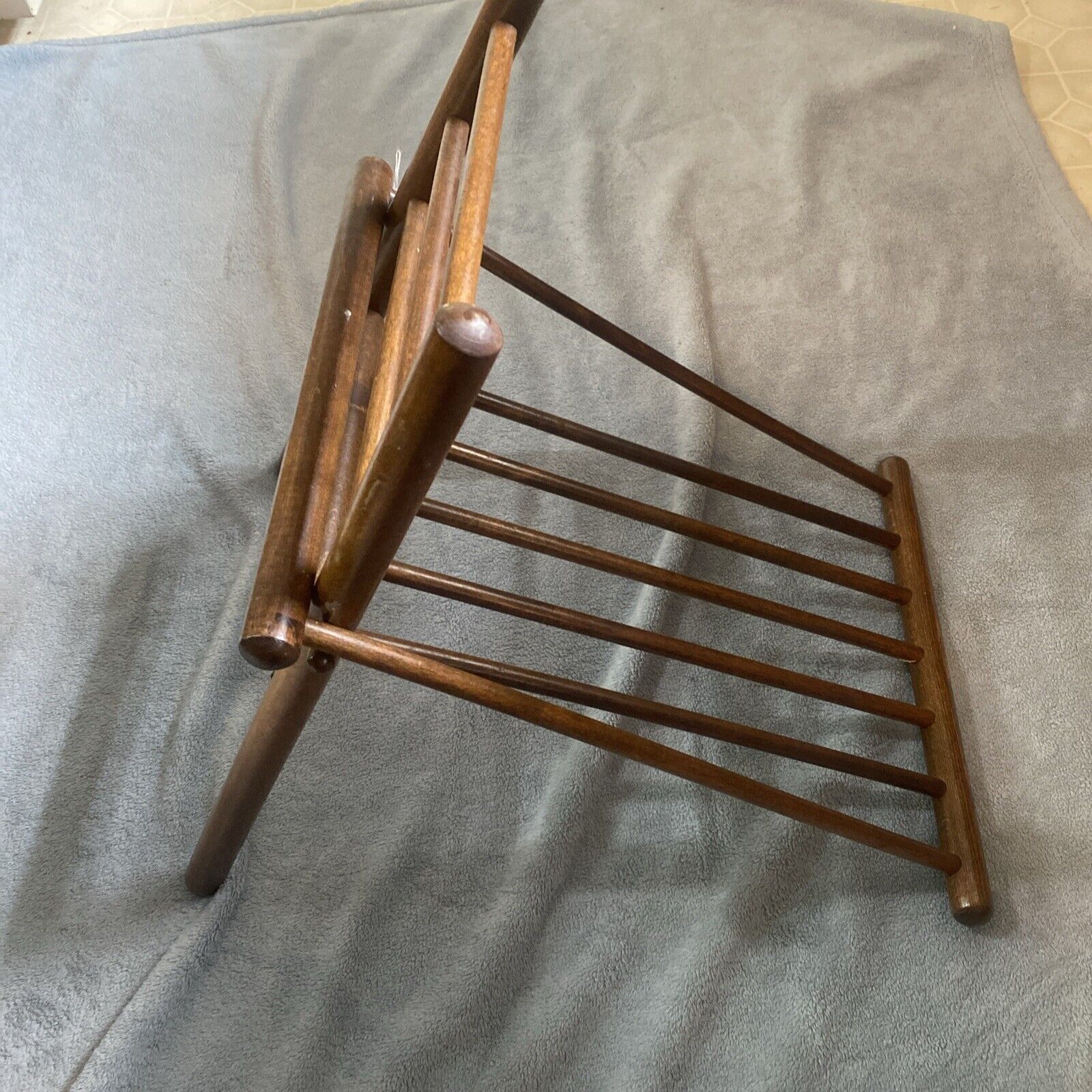 Vintage Wooden Spindle folding travel Gout Stool leg rest Arthritis furniture