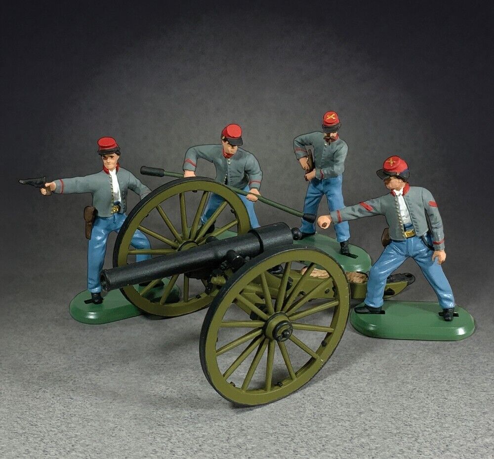 BRITAINS SUPER DEETAIL 52110 CONFEDERATE 10 POUND PARROT CANNON WITH 4 MAN CREW