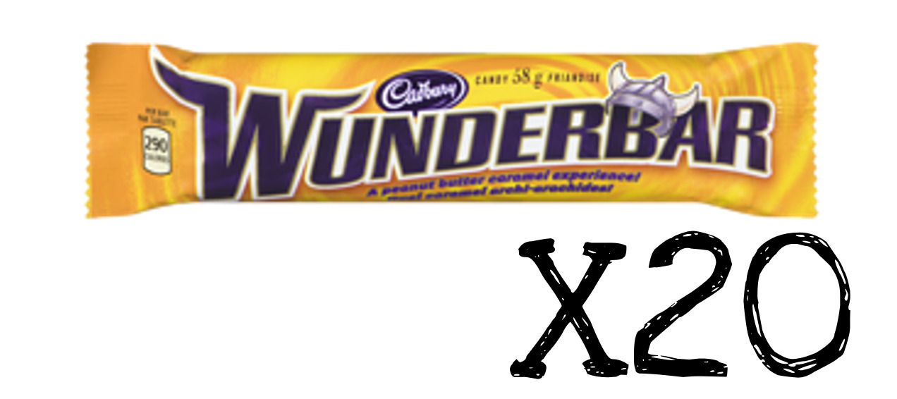 Wunderbar Chocolate Bar Canadian Candy 58g x 20 bars wunder bar FRESH