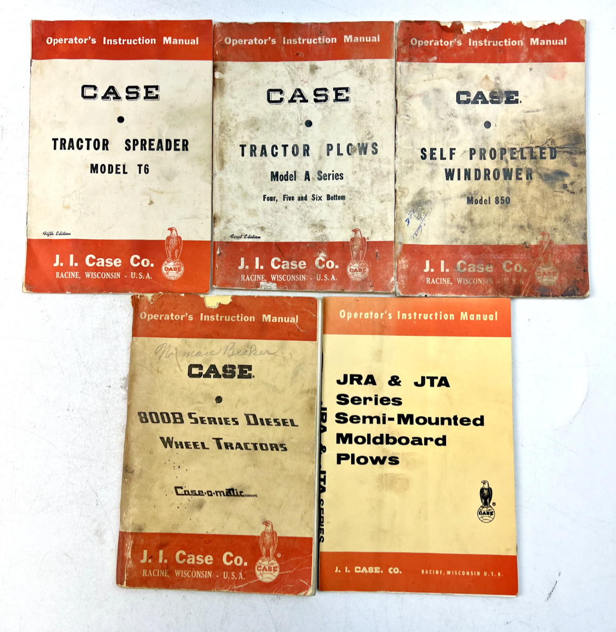 Vintage Assorted J. I. Case Operator's Manuals - Lot of 5