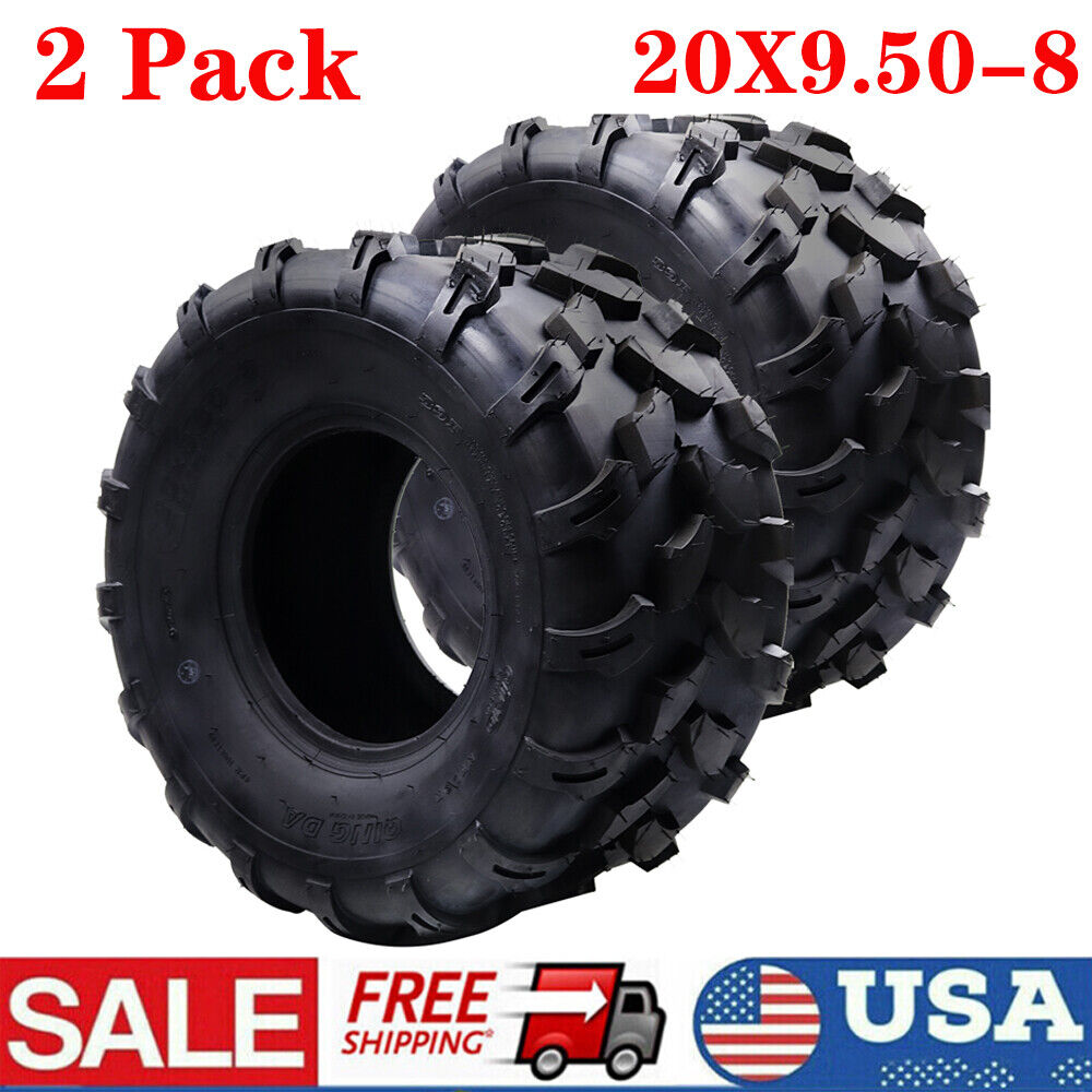 2 Pack 20x9.5-8 20x9.5x8 ATV UTV All Terrain Tires 4 Ply Off-Road Tires Tubeless