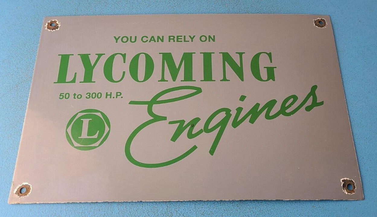 Vintage Lycoming Engines Sign - Aviation Gas Pump Airplane Hangar Porcelain Sign