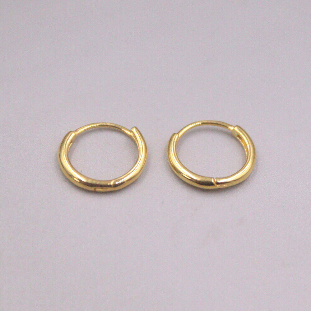 Pure 18K Yellow Gold Earrings For Women Small Size Circle Hoop Earrings 1.07g