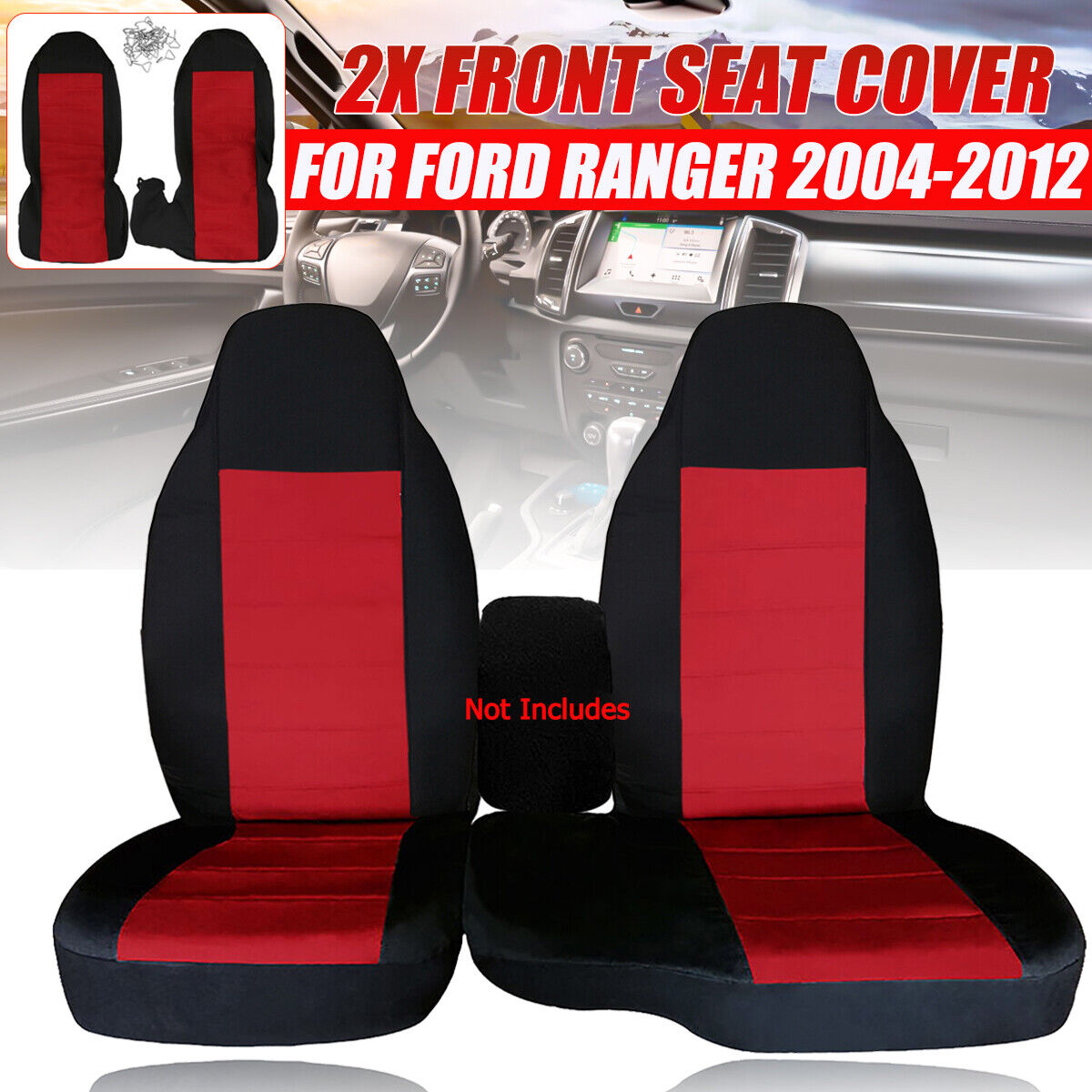 Fits 2004-2012 FORD RANGER 60/40 HIBACK CAR SEAT COVERS RED