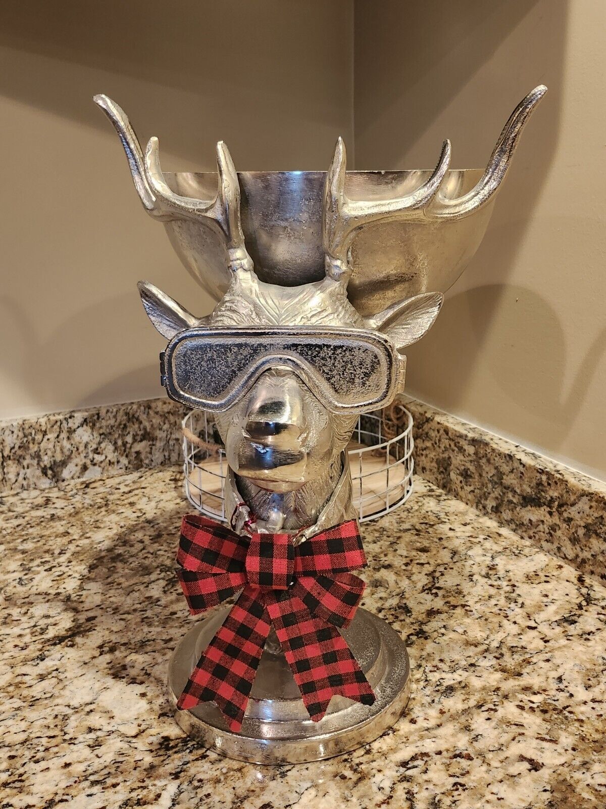 The ultimate luxury cabin ski reindeer stag punch bowl drink statue champagne