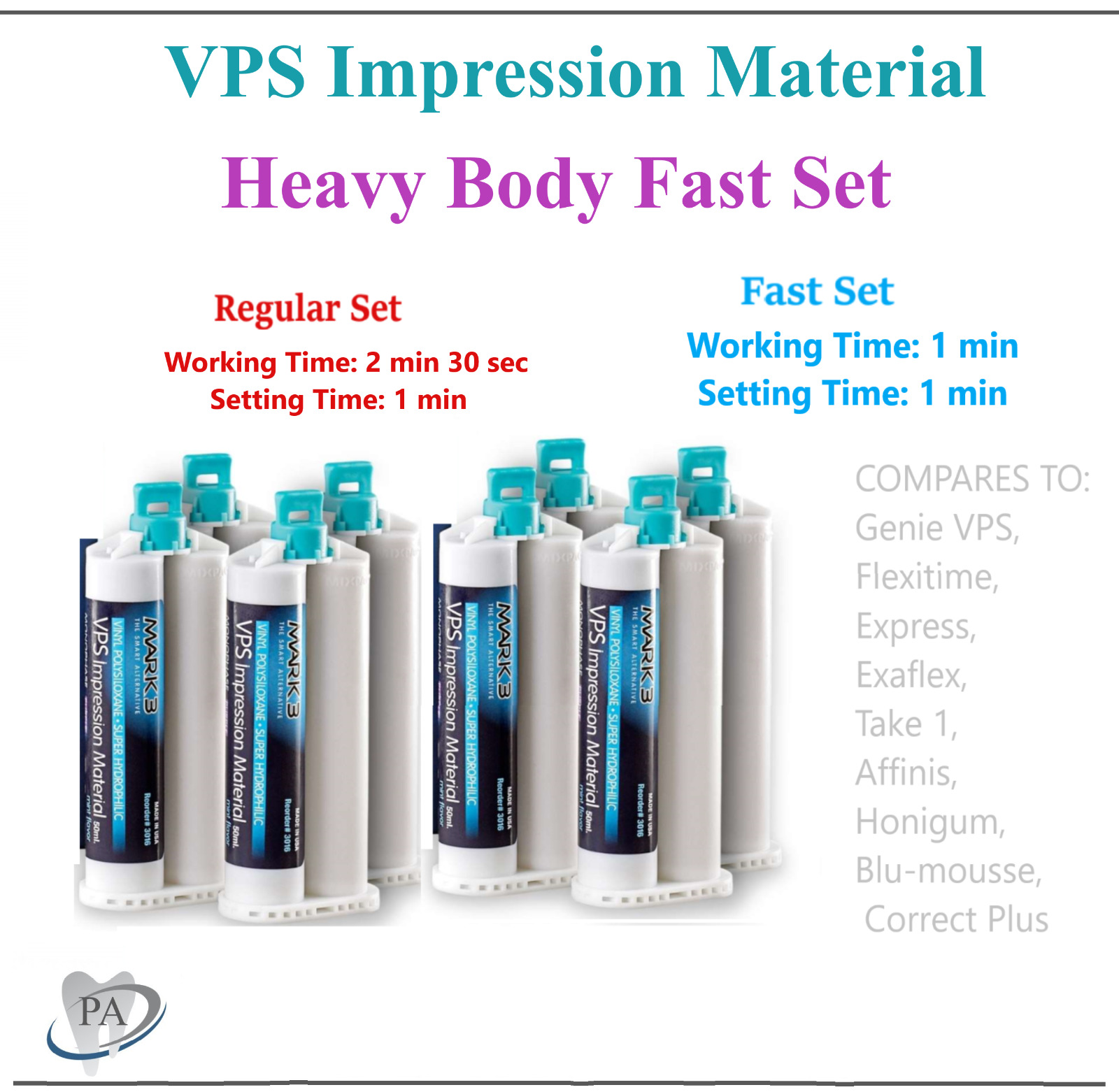HEAVY BODY FAST SET VPS PVS Dental Impression Material FAST Set 50ML Cartridges