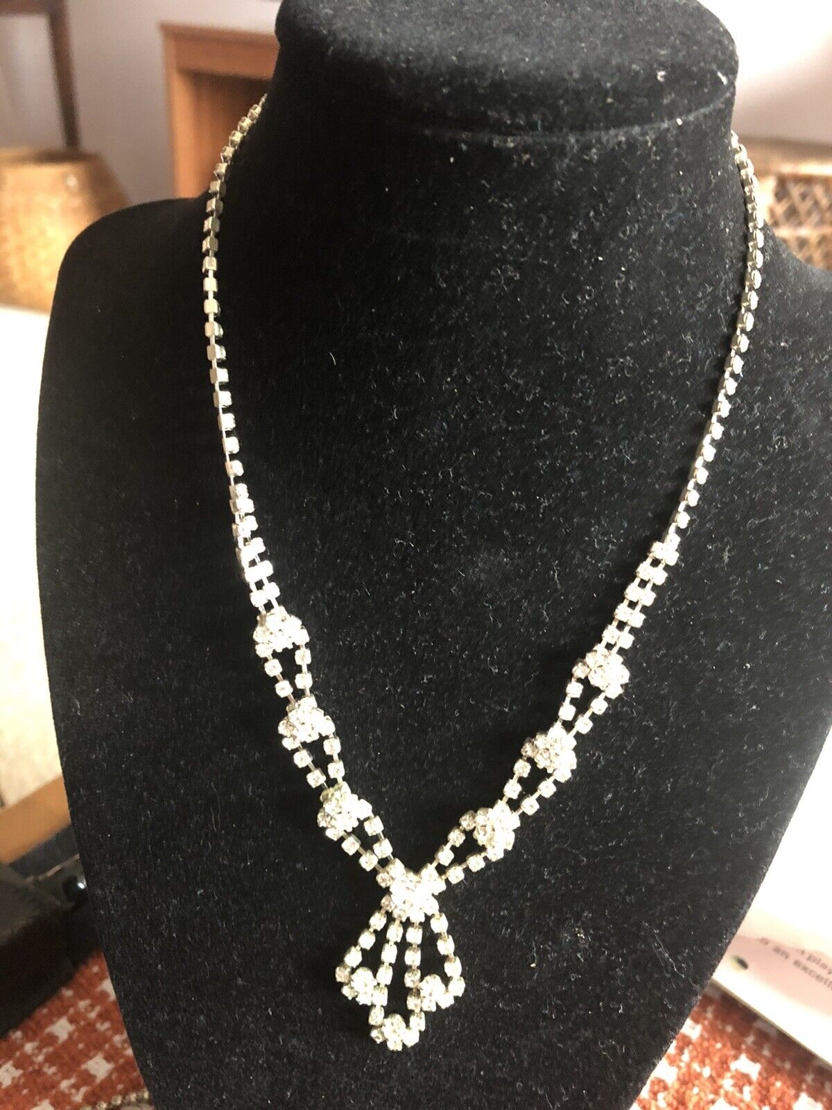 Stunning Vintage Rare Debutante  Clear Rhinestone Necklace. 19”