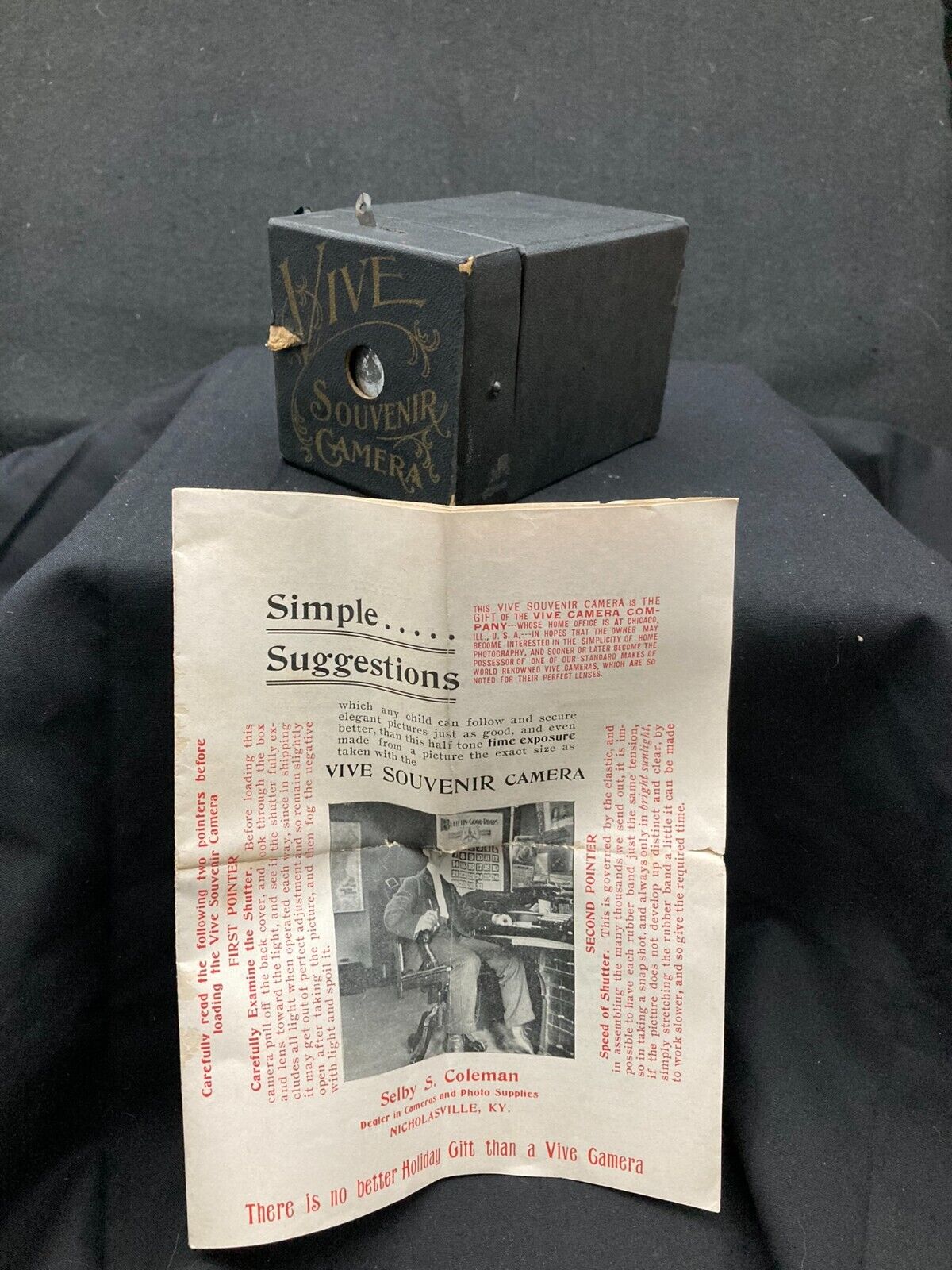 Rare 1890\'s Vive Souvenir Camera Good Condition w/Paperwork