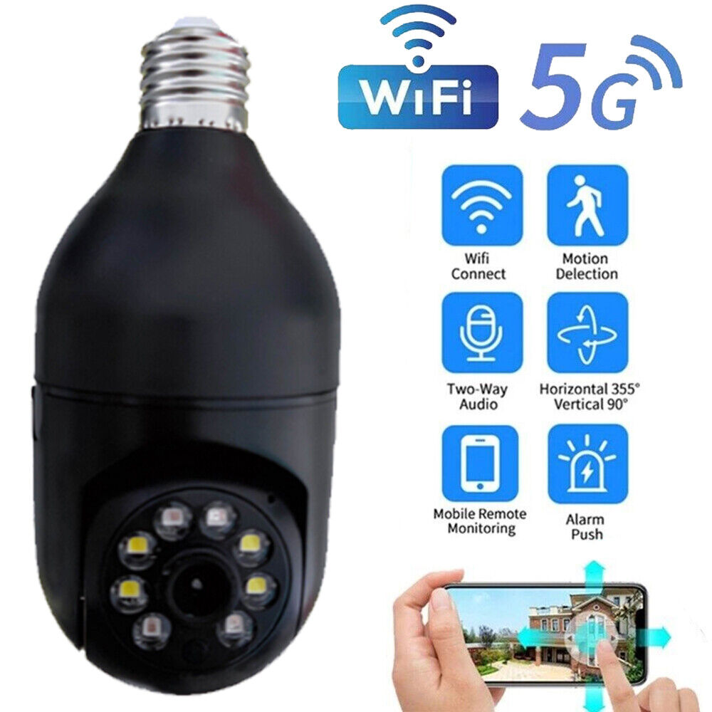 360° E27 Light Bulb 1080P Camera 5G Wi-Fi IR Night Smart Home Wireless Security