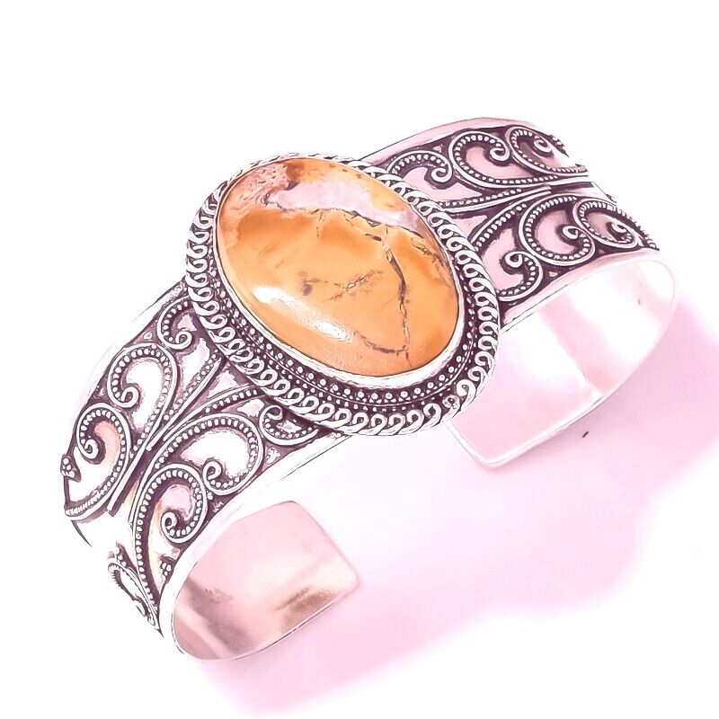 Howlite Vintage Style Gemstone Engagement Gift Jewelry Adjustable Bangle BGL 122