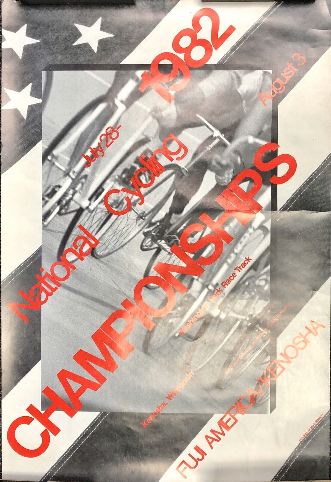 Rare Kenosha 1982 Cycling Championship Poster Fuji America Vintage Bicycle J13