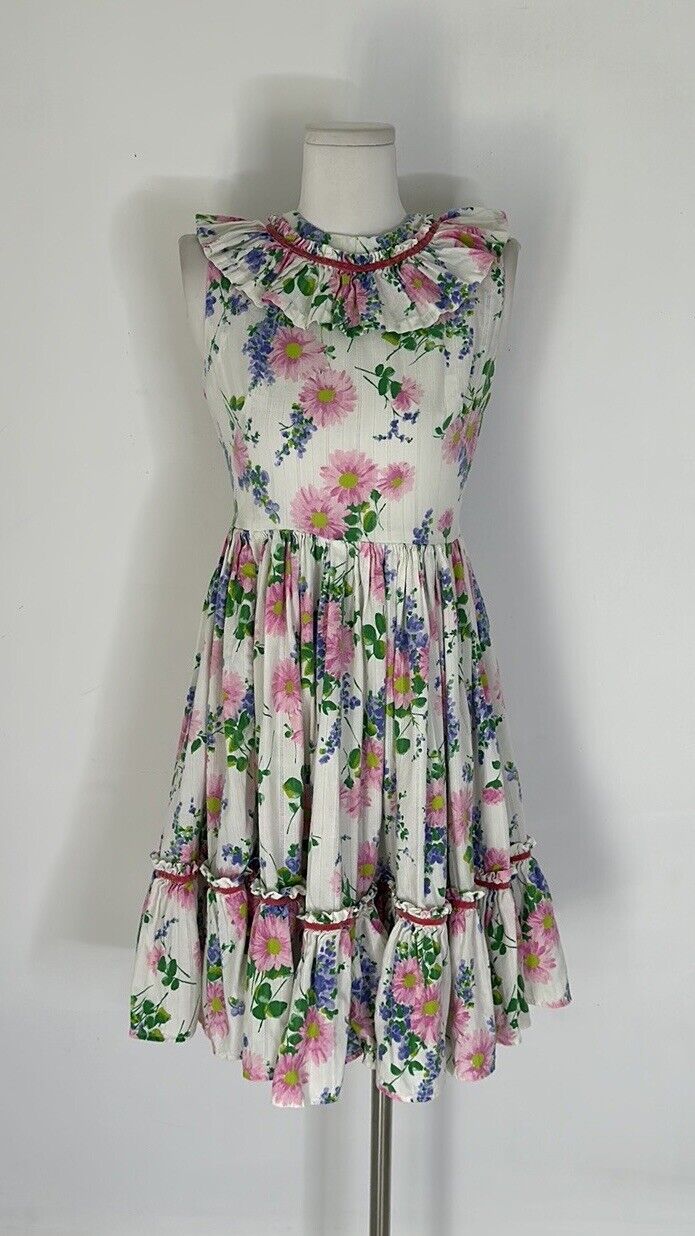 Vintage 50s Floral Ruffle Day Dress 