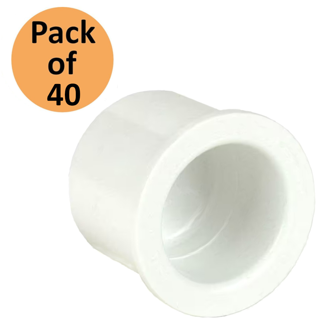PVC FORTS 1/2 inch 1 Way Cap PVC Fitting Connector, White (Pack of 40)