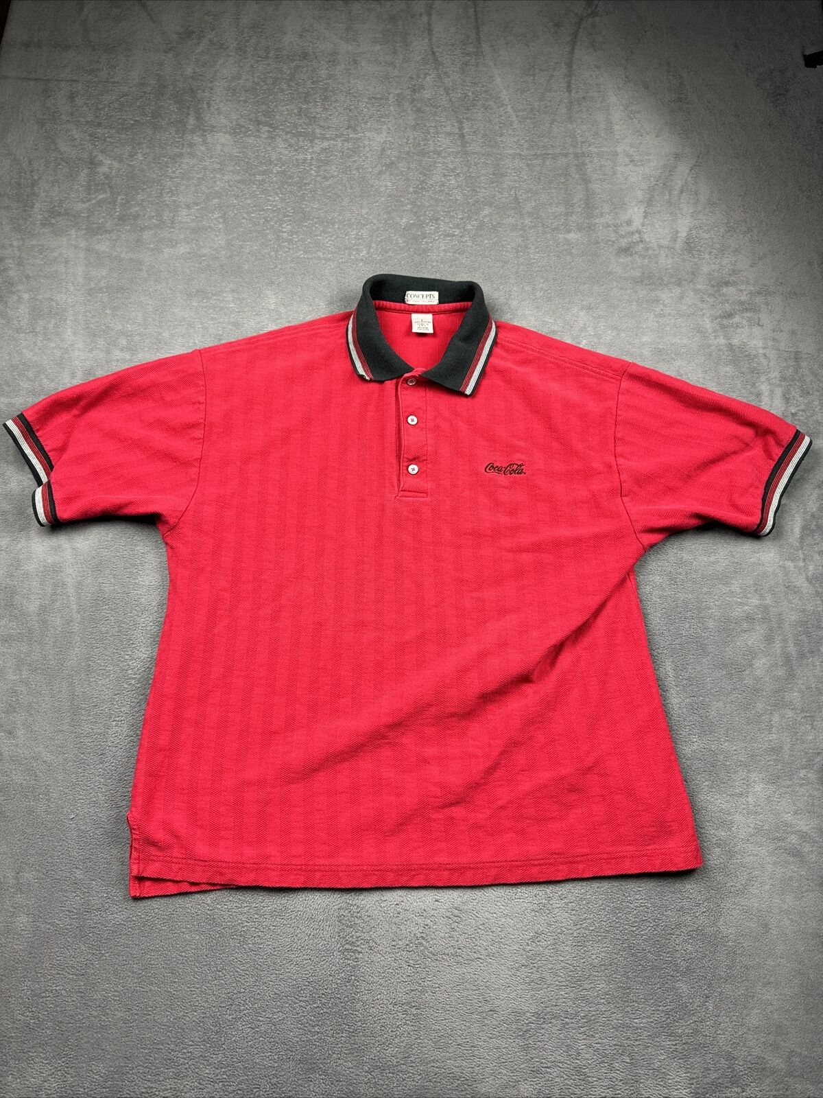 Vintage Coca Cola Polo Shirt Men\'s L 100% Cotton Made In USA Company Logo Red