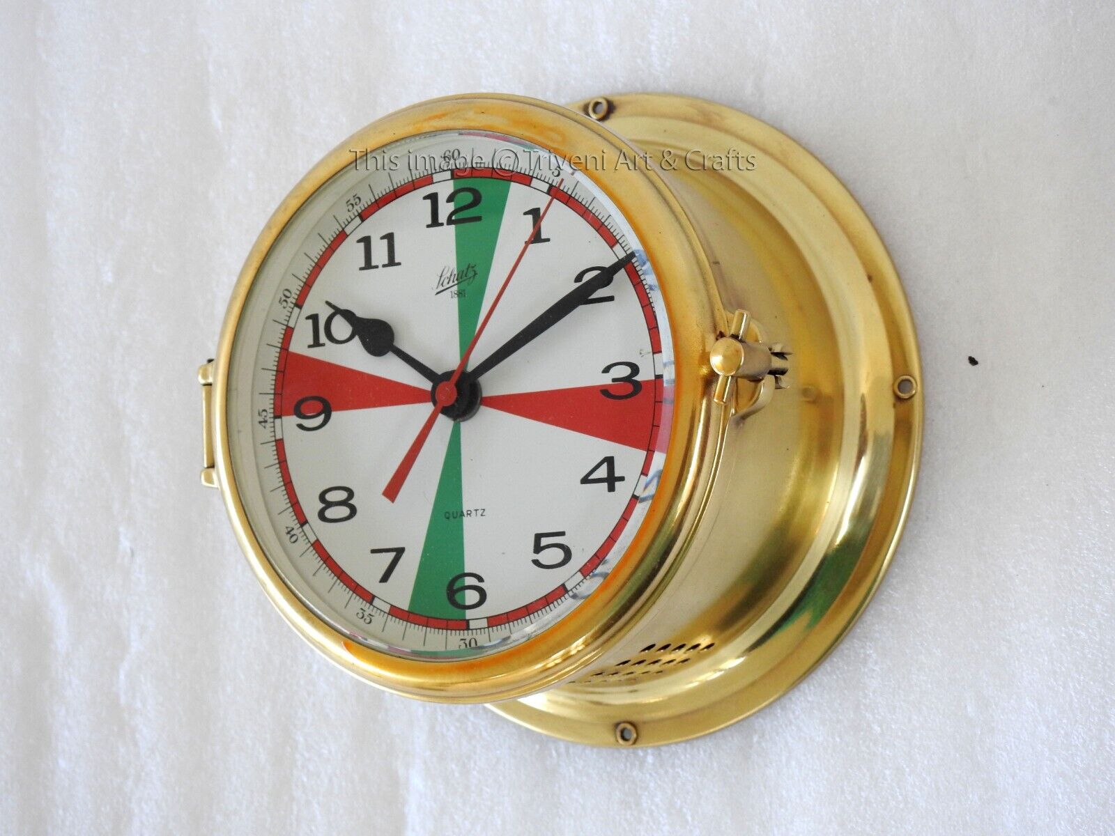Vintage Schatz Royal Mariner Wall Clock Nautical Brass Slave Ship Germany Clock