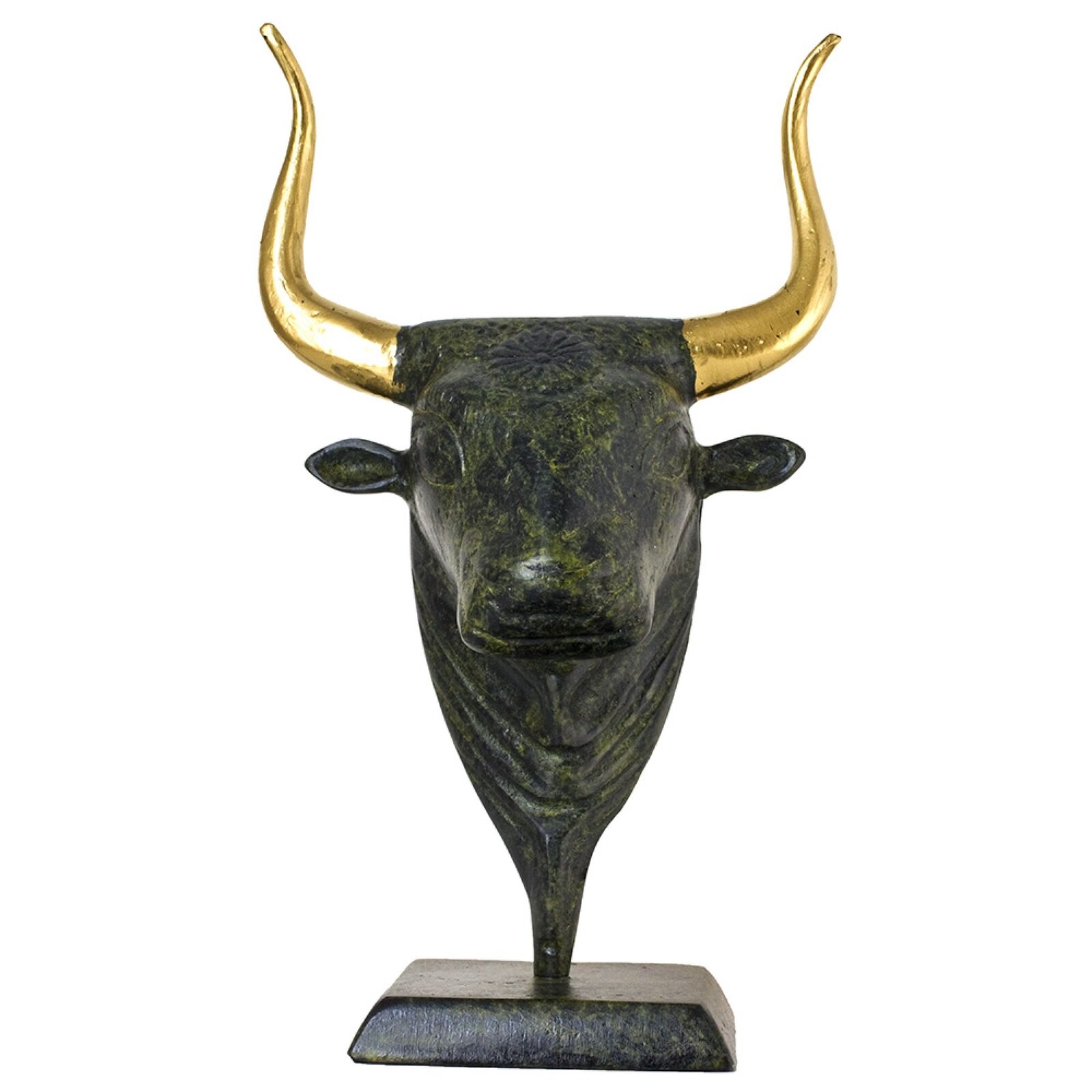 Bronze Minoan Bull Head Sculpture Ancient Greek Mythology Handmade Statue