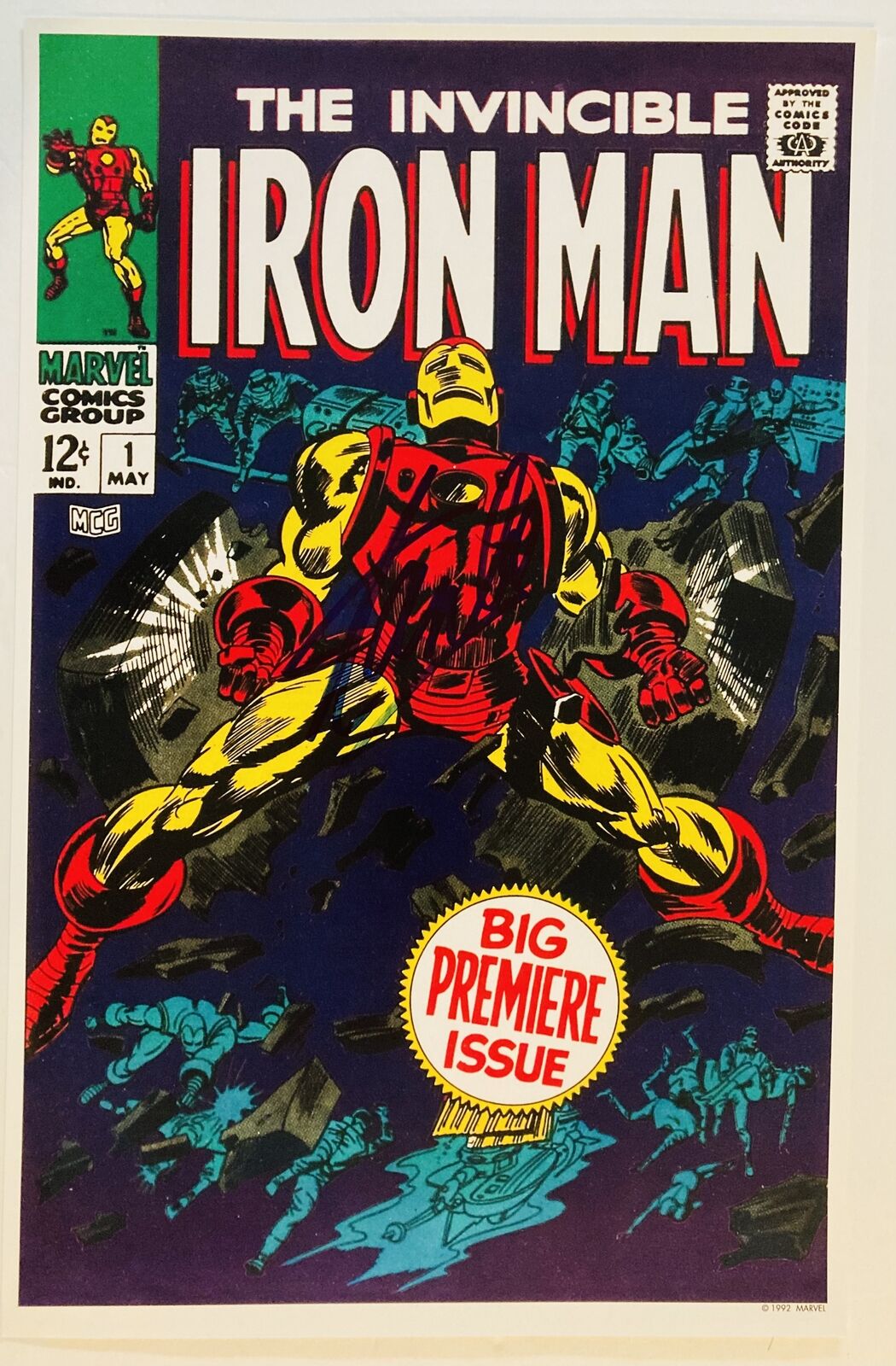Stan Lee Signed Iron Man #1 11x17 Marvel Art Lithograph 1993 LOA Cert