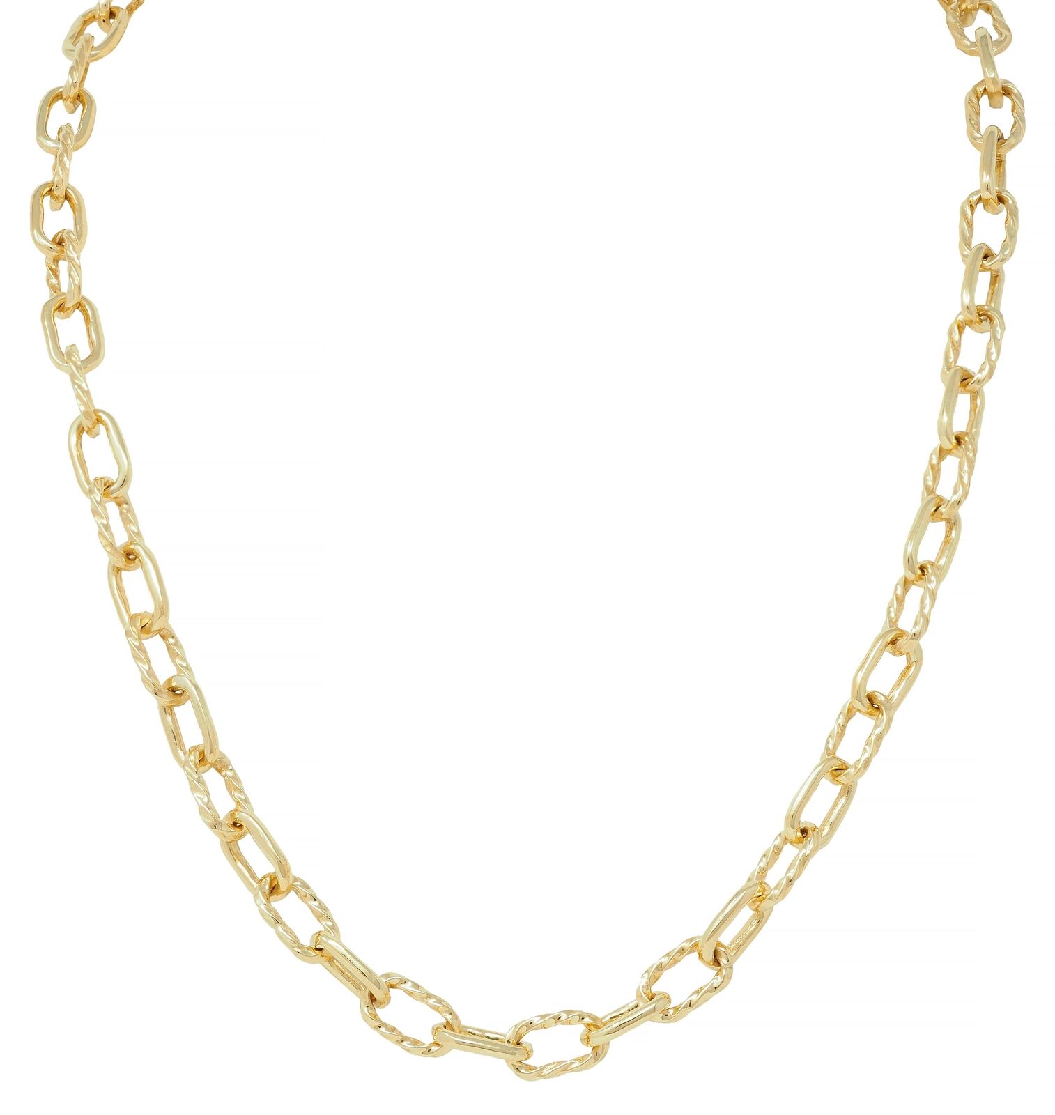 1960\'s 18 Karat Yellow Gold Twisted Cable Link Vintage Chain Necklace