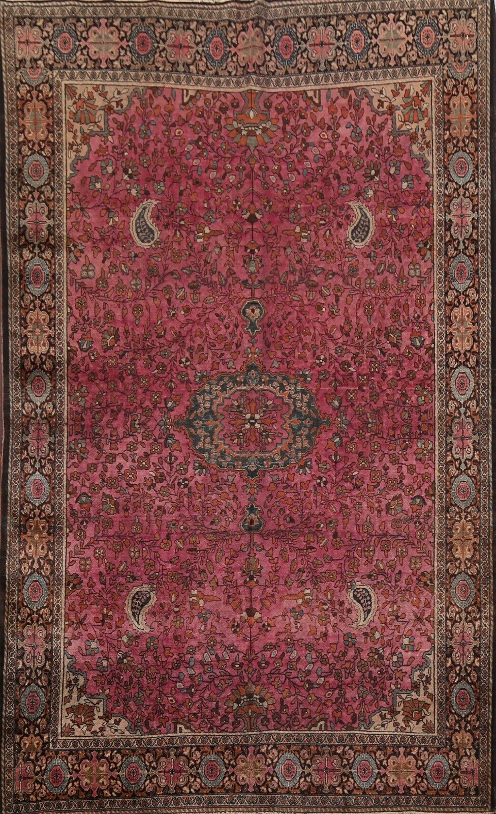 Black Friday Deal Antique Sarouk Vegetable Dye Floral Hand-knotted Area Rug 4x7