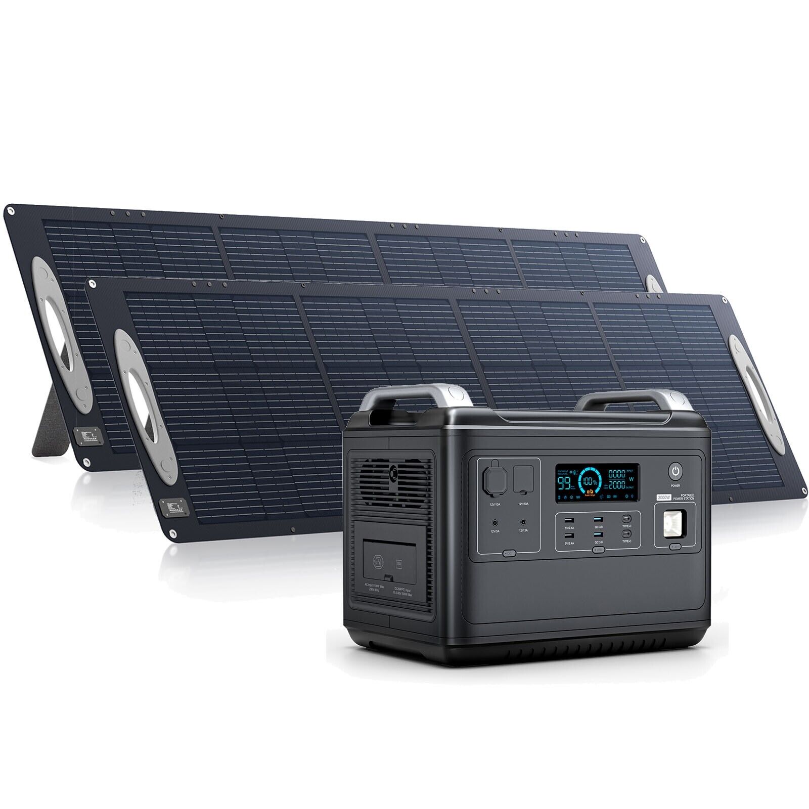 VDL 2000W/1997Wh Portable Power Station Solar Generator+2x200W Solar Panel IP67