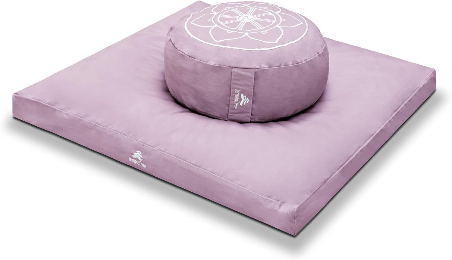 TempleTree Living Meditation Cushion Set, Purple Lotus Flower Version