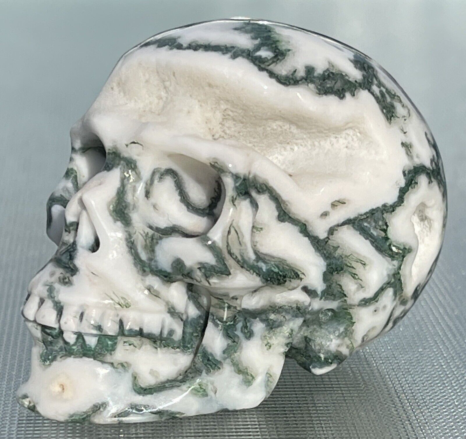 Tree Moss Agate Skull Polished Hand Carved Crystal Skull 2”