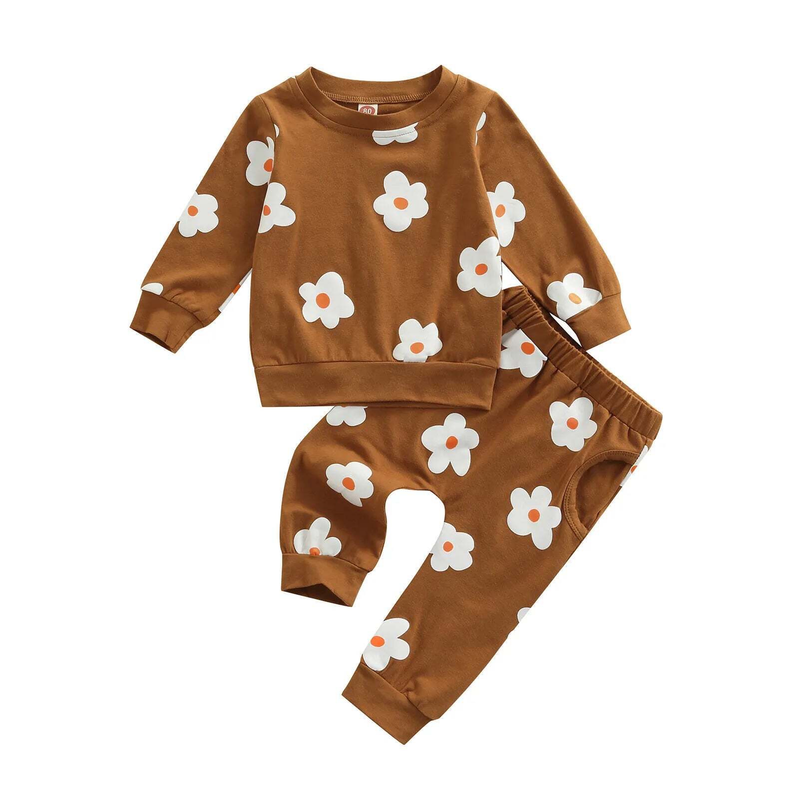 Lioraitiin 0-4Years Toddler Baby Girl 2Pcs Autumn Clothing Set Long Sleeve O-nec