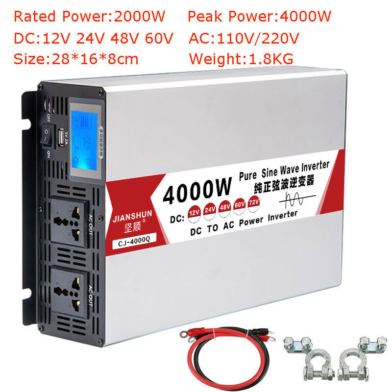 6000W 8000W Pure Sine Wave Power Inverter DC 12V 24V 48V 60V 72V to AC 110V 120V