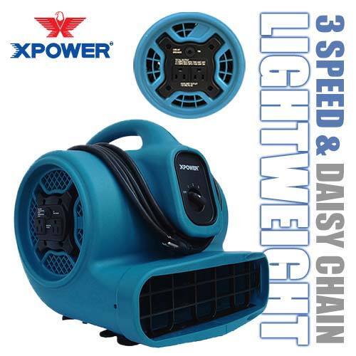 XPOWER X-400A 1600 CFM 1/4 HP Air Mover Blower Carpet Dryer Floor Fan w/ Outlets