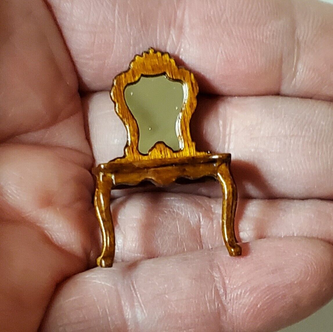 RARE Dollhouse Bespaq Quarter Inch Scale Vanity With Mirror Real Wood 1/48