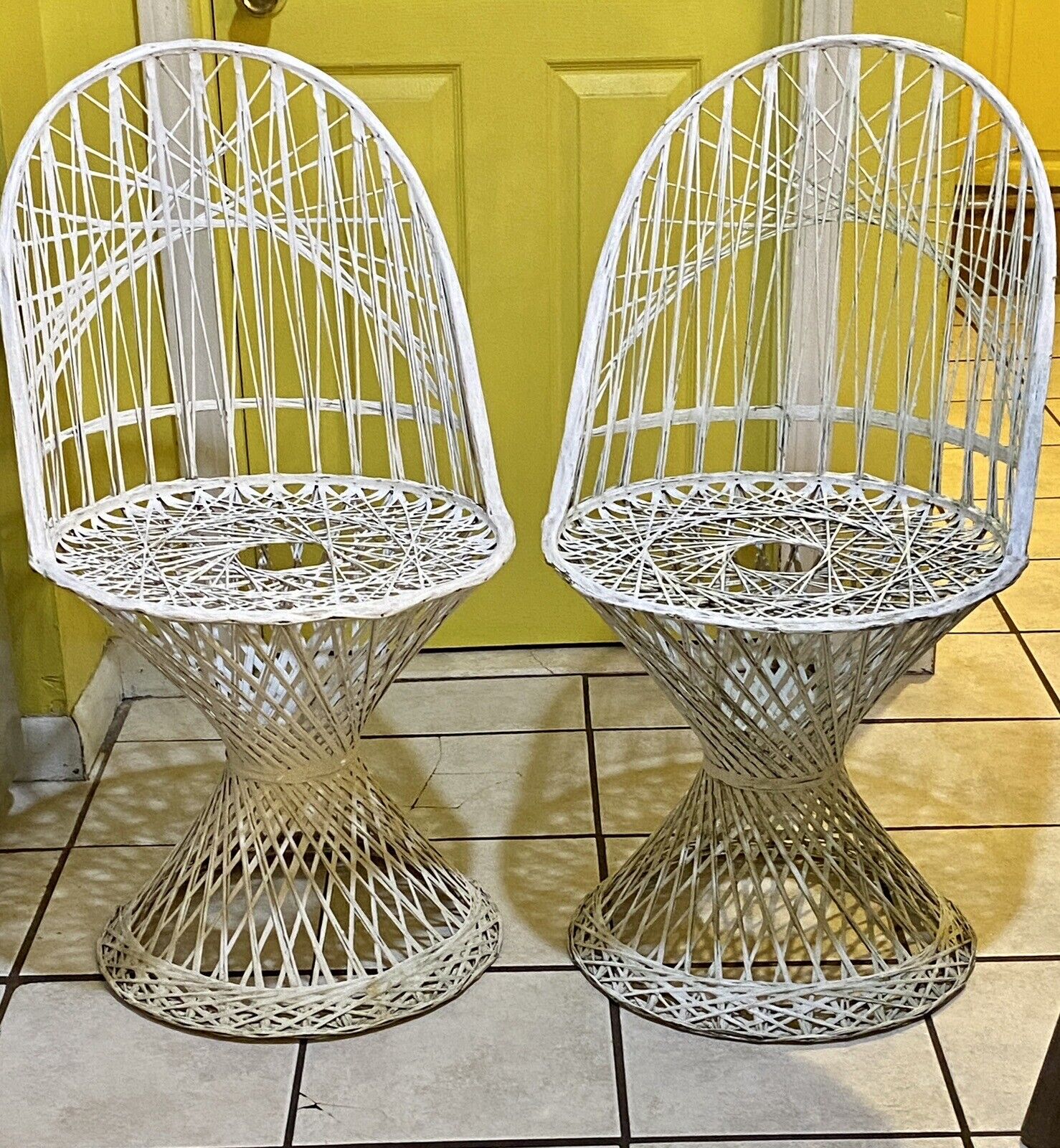 Vintage Pair MCM Spun Fiberglass Chairs By Designer Russel Woodard Circa 1960s