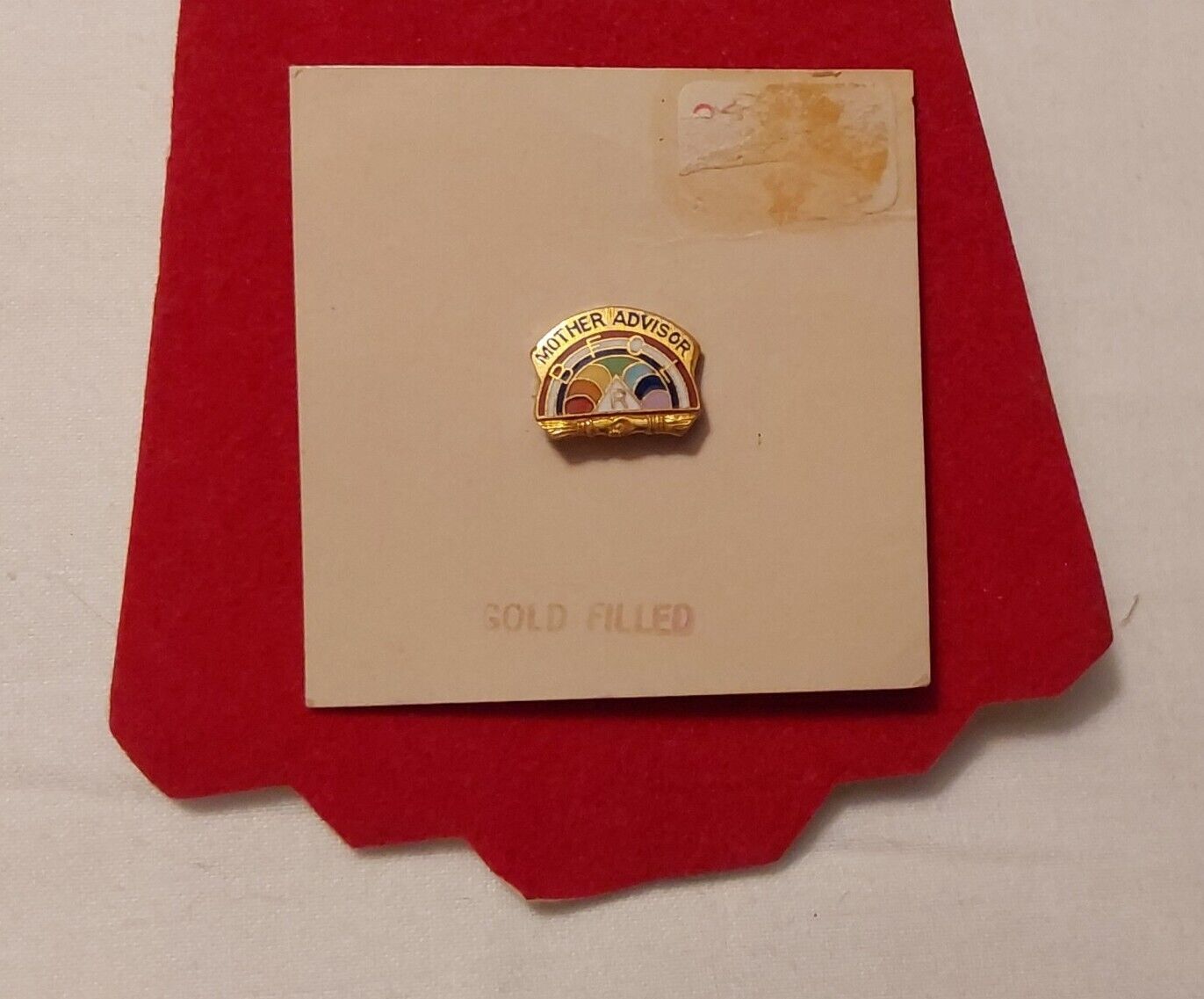 Vintage  Rainbow Girls BFCL Mother Advisor Gold Filled Enameled Pin 