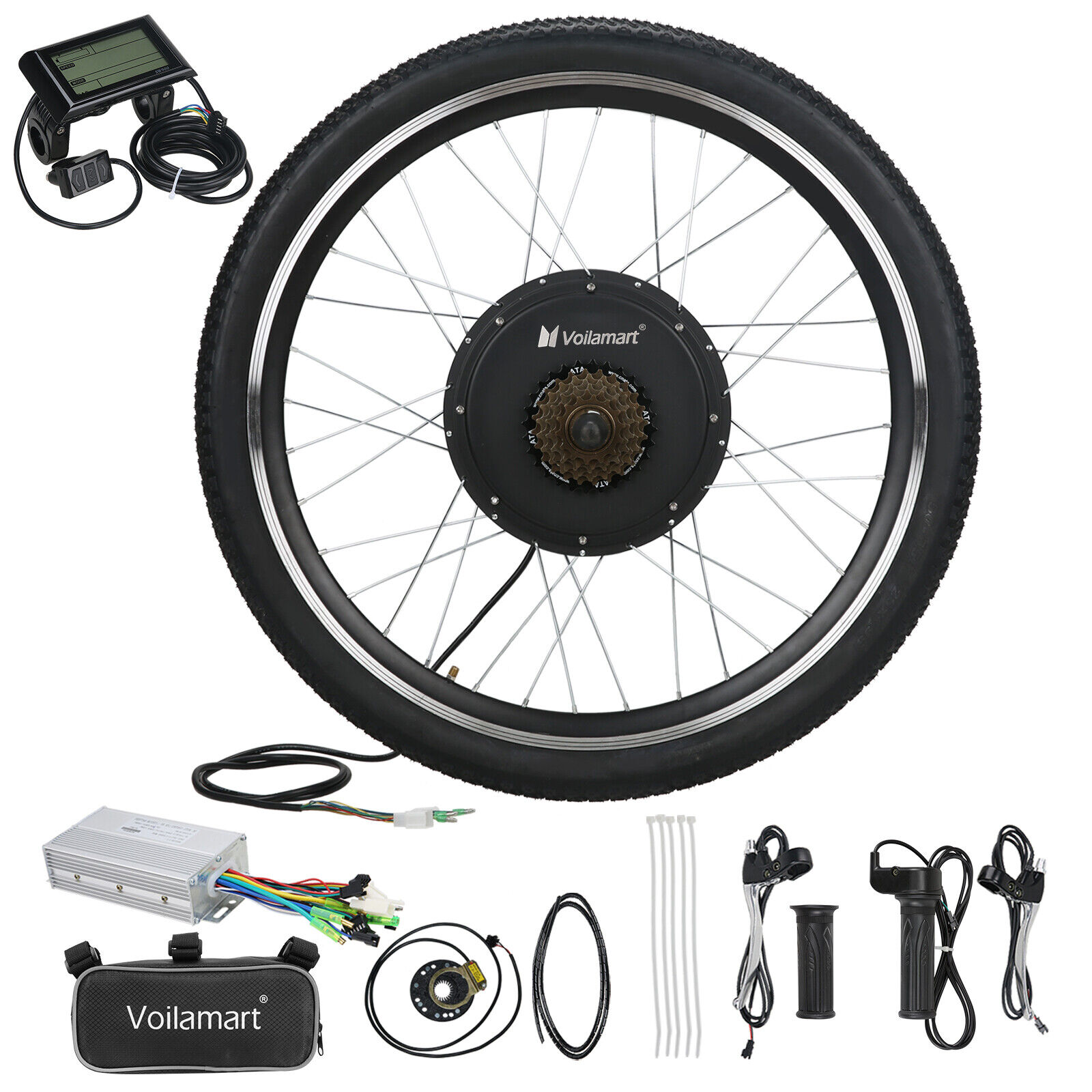 1000W 26\'\'Electric Bicycle Motor Conversion Kit Rear Wheel LCD Ebike Cycling